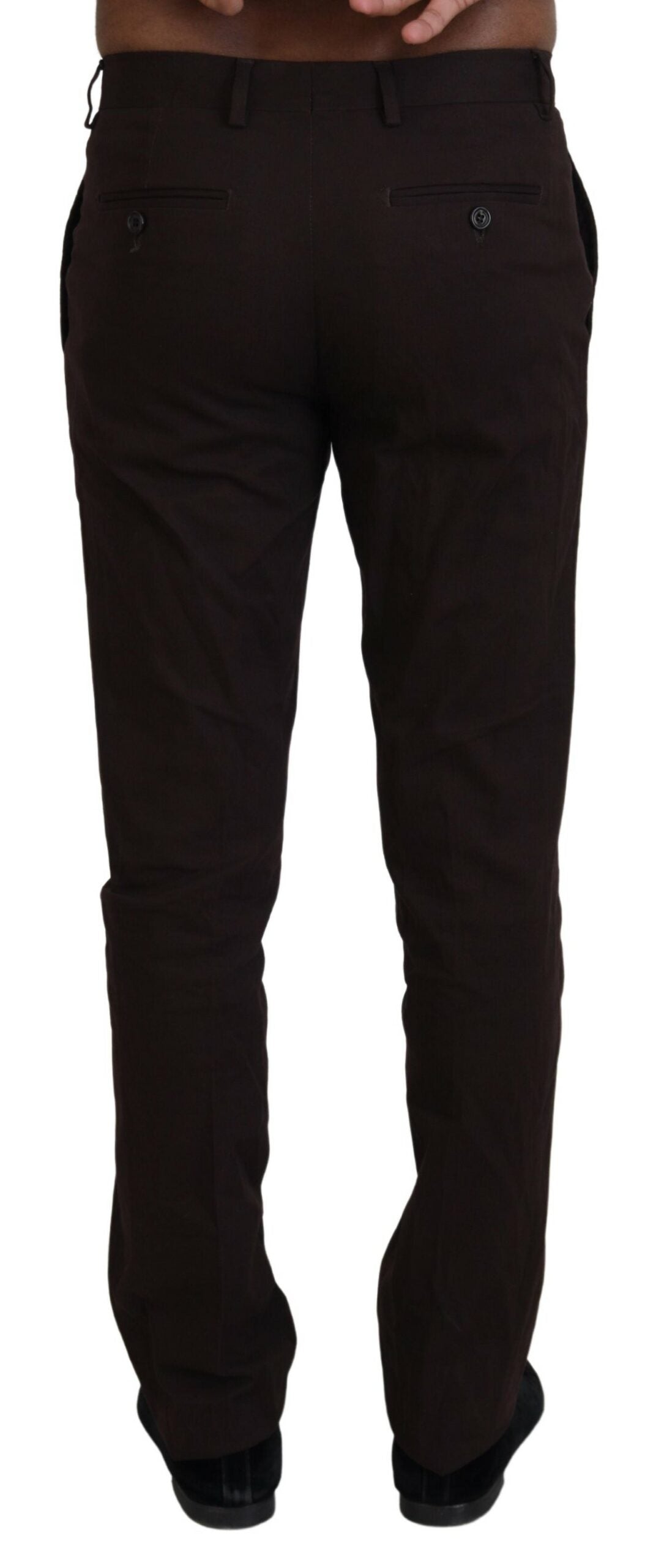 Brown Cotton Tapered Formal Men Pants - ventzia
