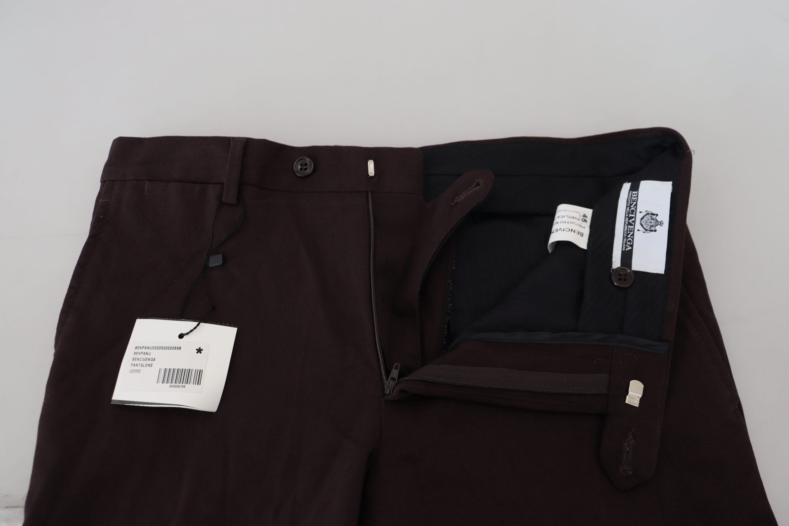 Brown Cotton Tapered Formal Men Pants - ventzia