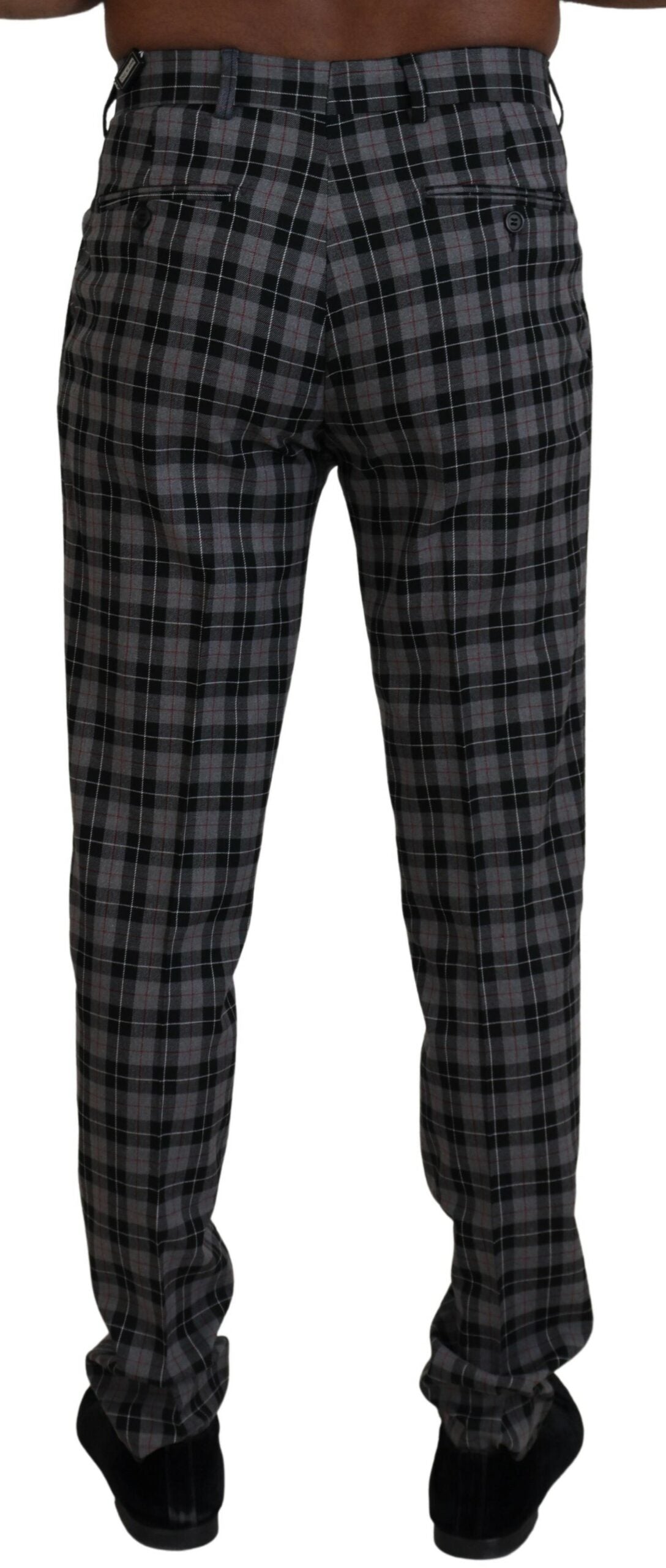 Gray Checkered Slim Fit Men Pants - ventzia