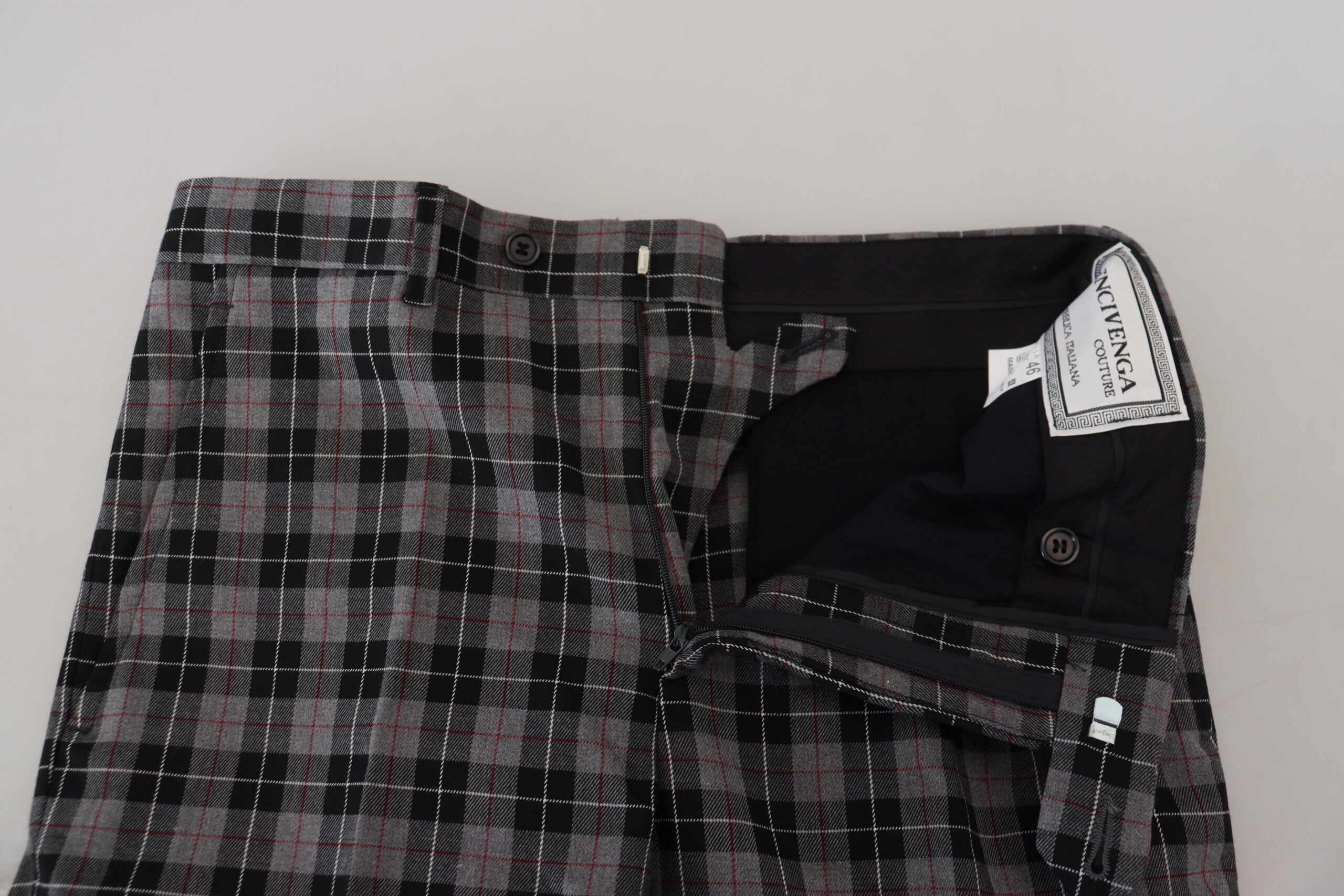 Gray Checkered Slim Fit Men Pants - ventzia