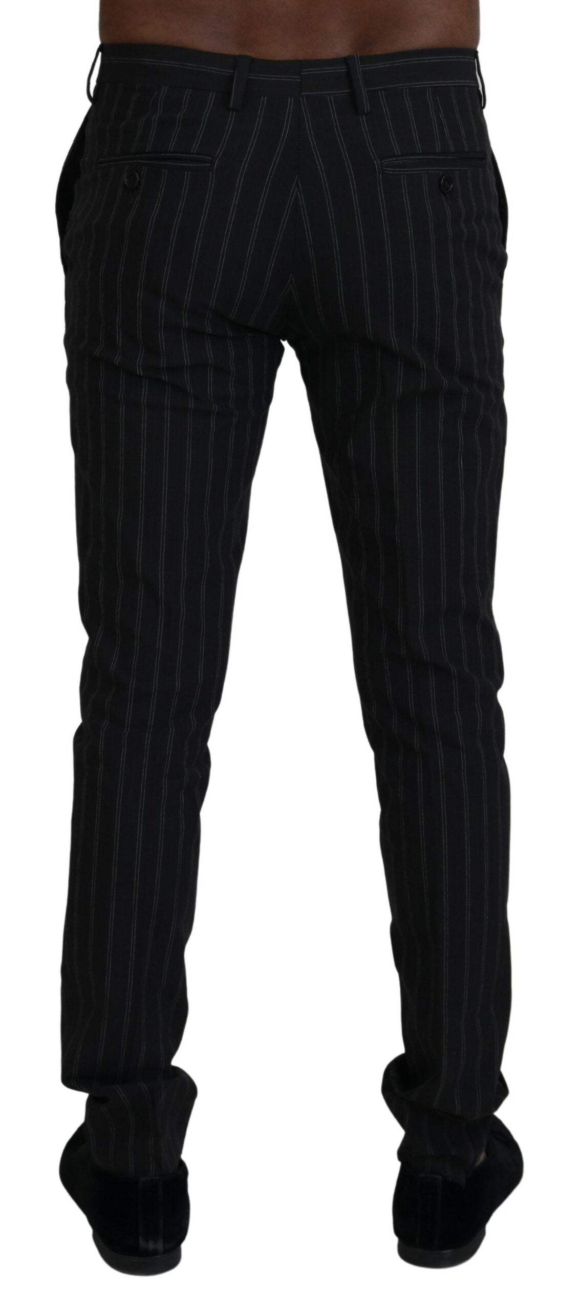 Black Stripes Viscose Dress Pants - ventzia