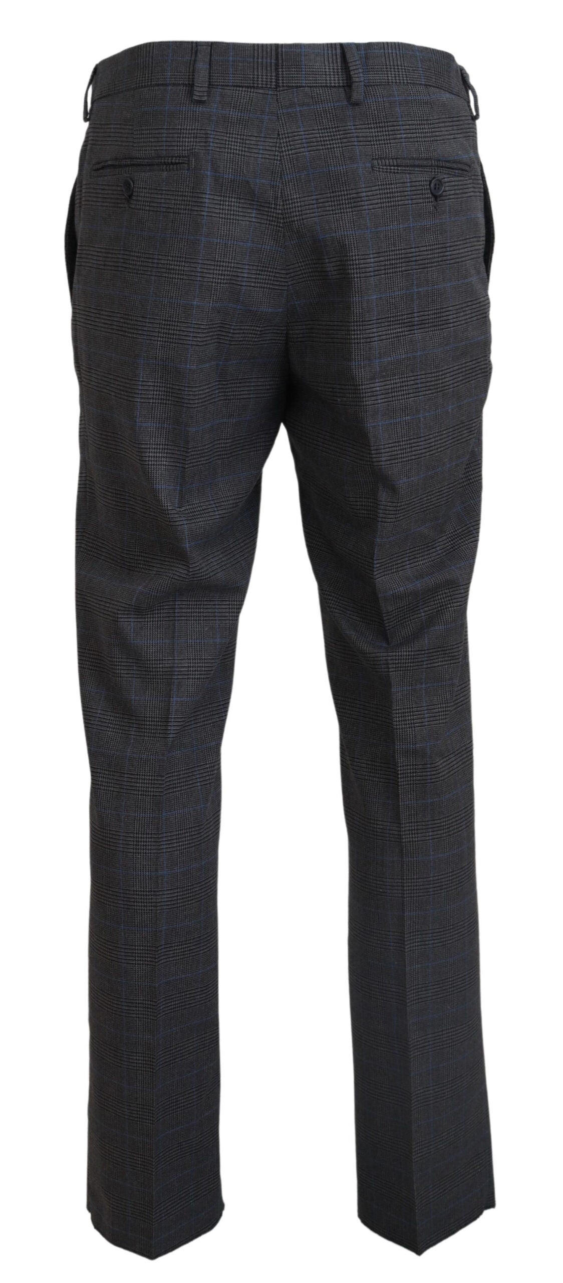 Gray Checkered Wool Dress Formal Pants - ventzia