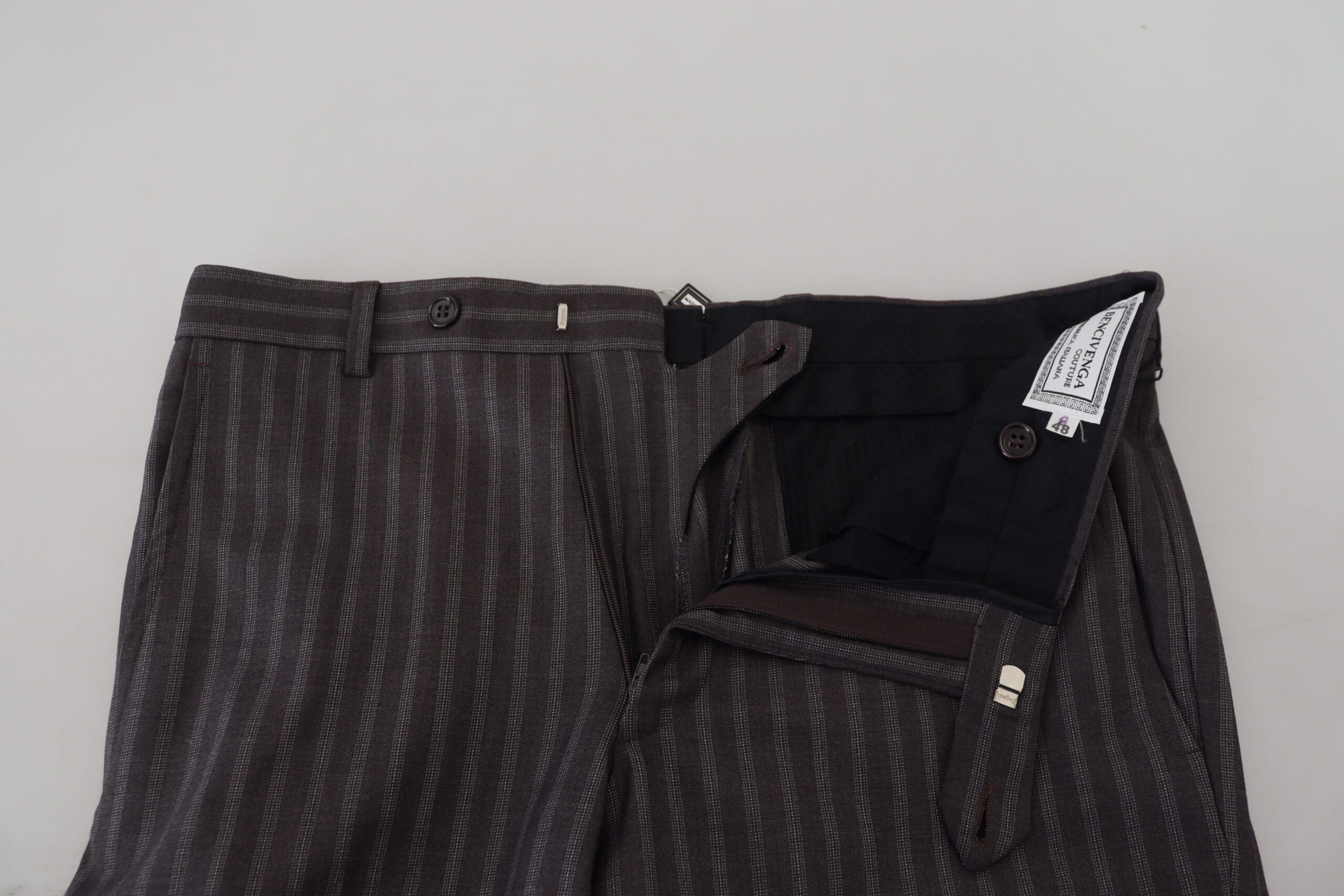 Brown Stripes Slim Fit Men Pants - ventzia