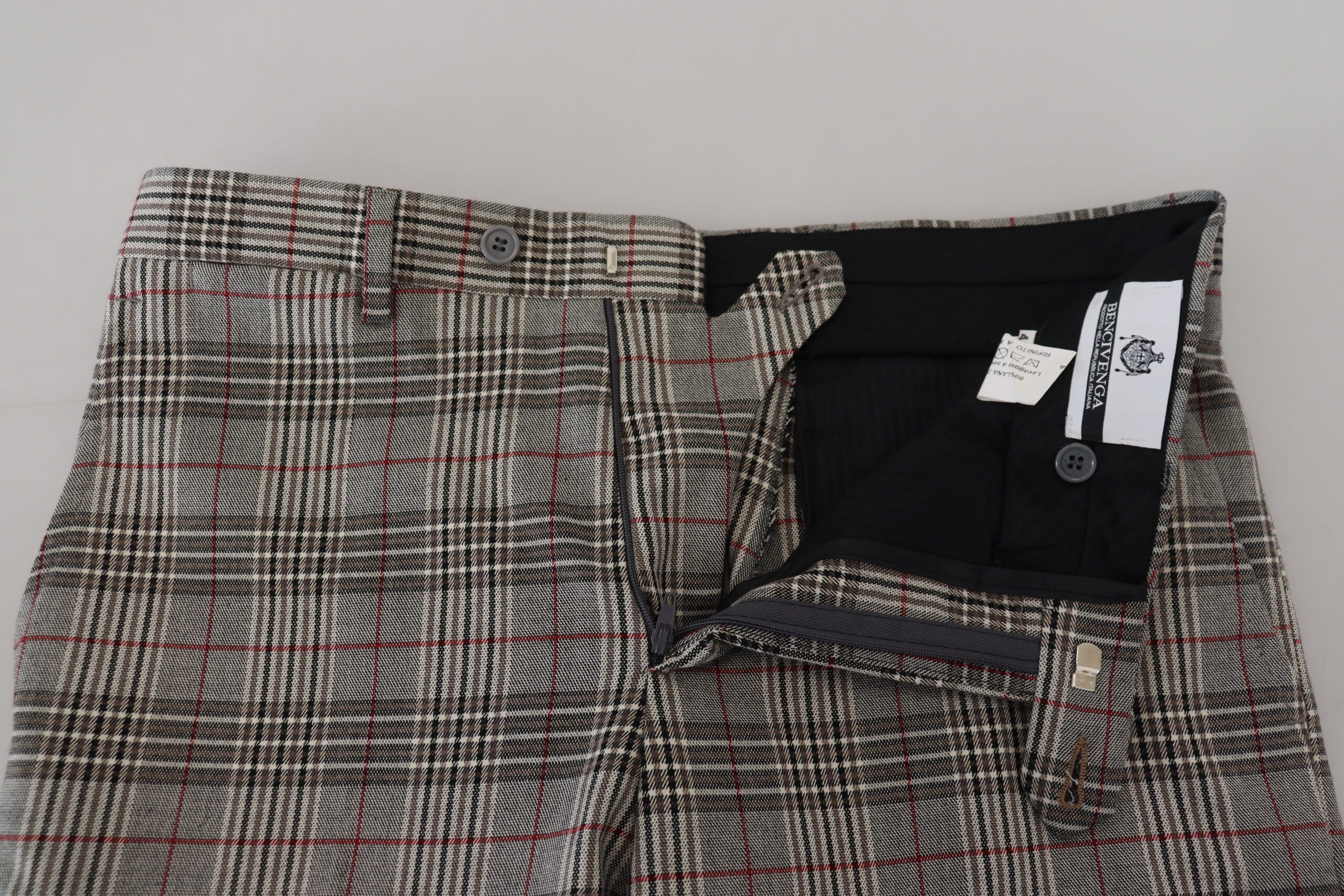 Gray Checkered Skinny Men Pants - ventzia