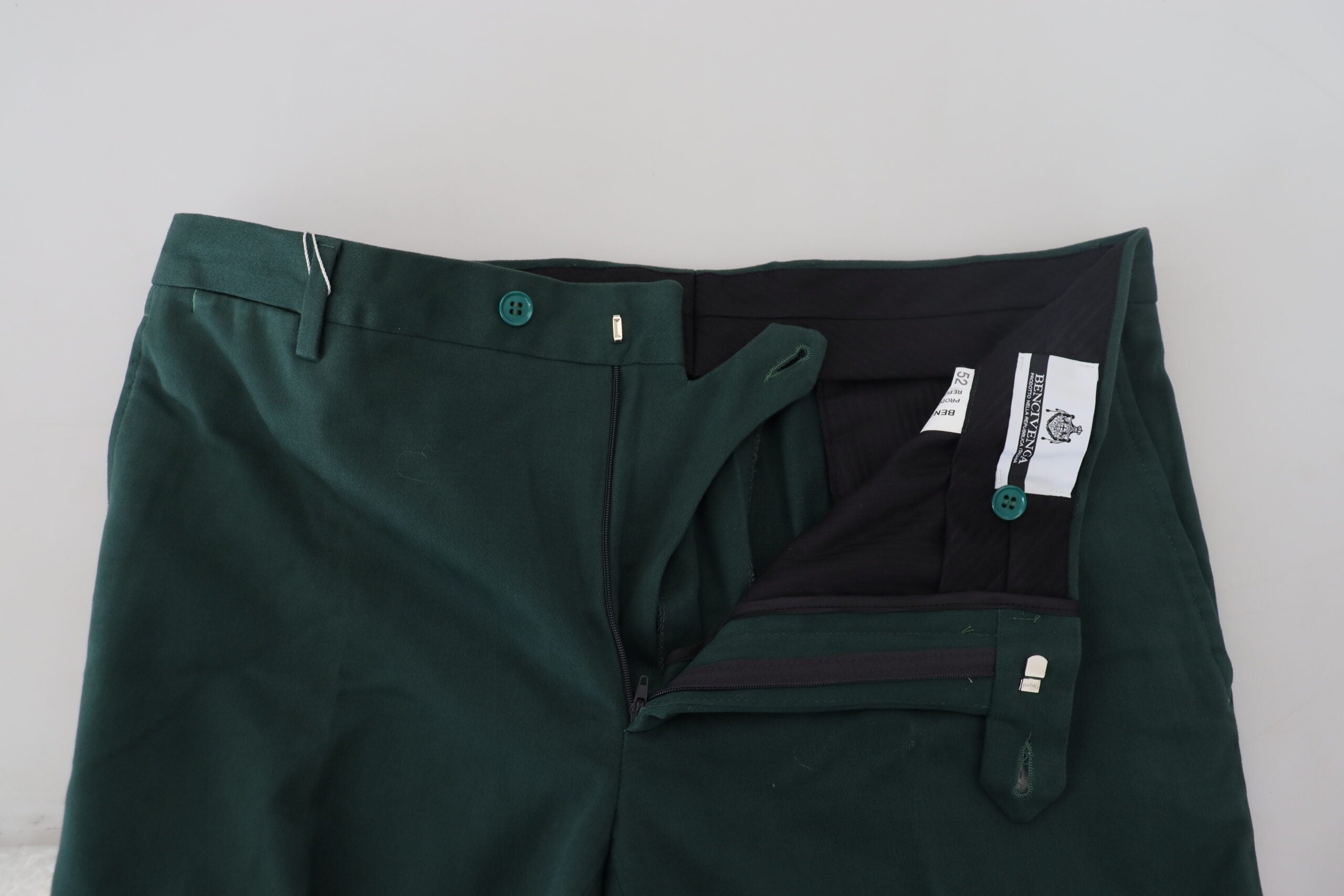 Dark Green Cotton Skinny Men Pants - ventzia