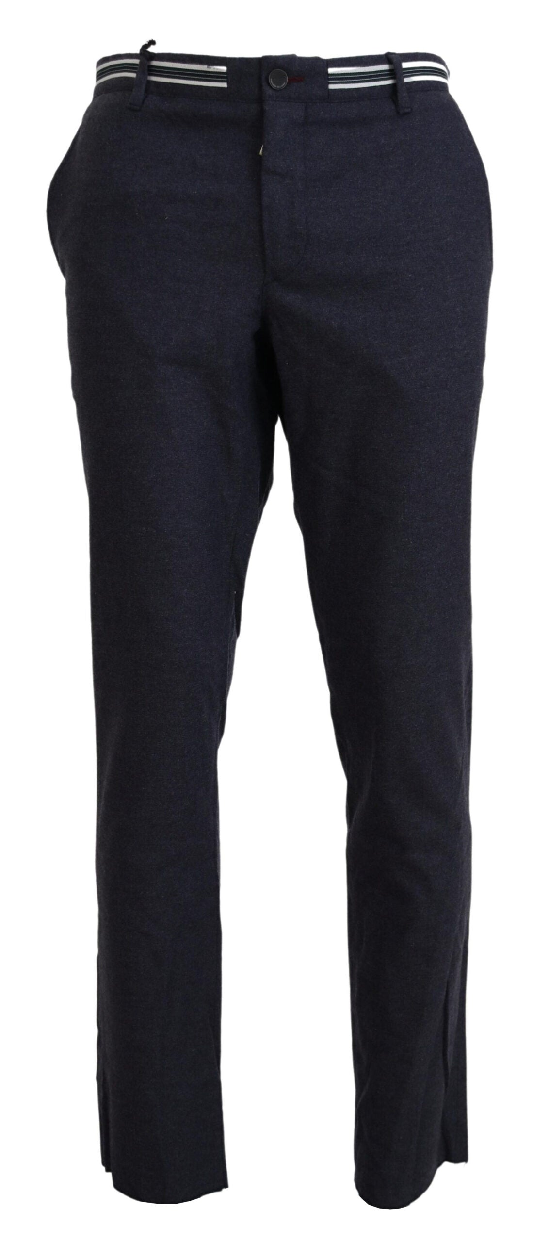 Black Polyester Tapered Dress Pants - ventzia