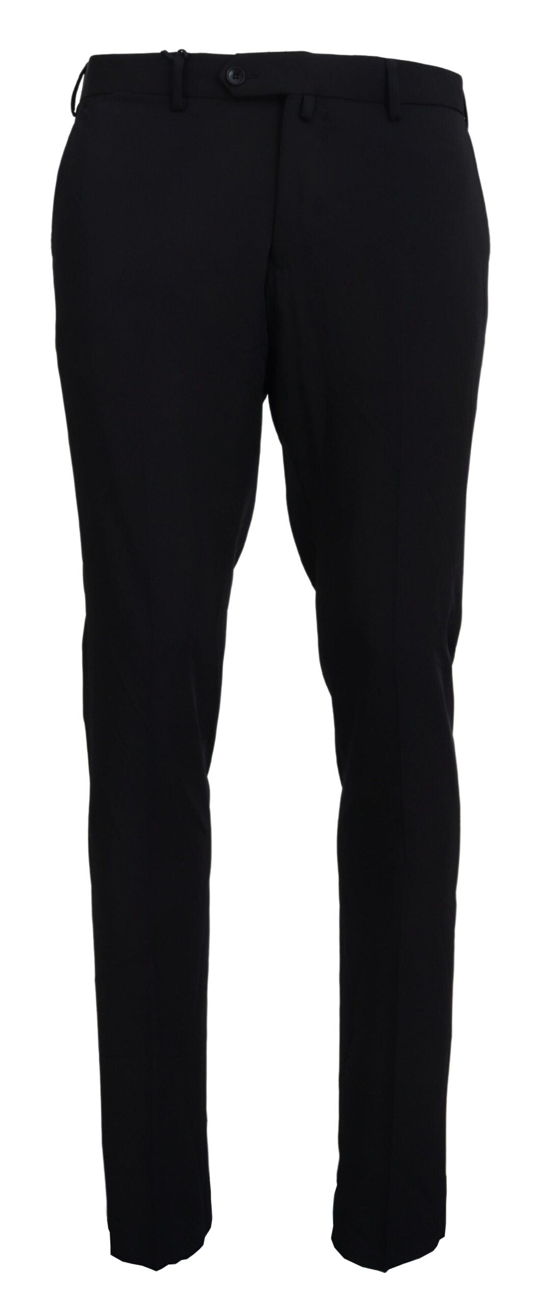 Black Polyester Tapered Dress Pants - ventzia