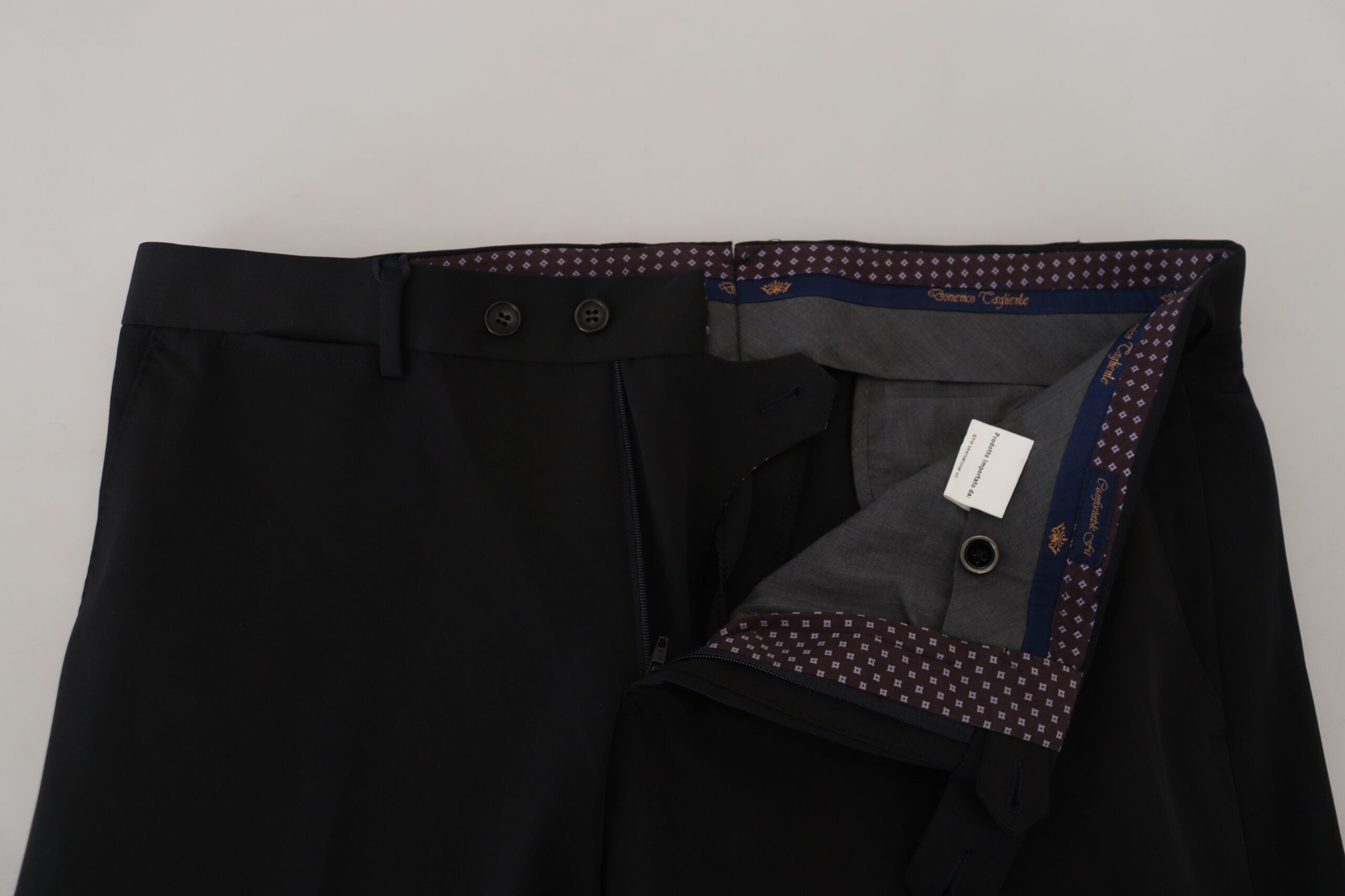 Black Polyester Tapered Dress Pants - ventzia