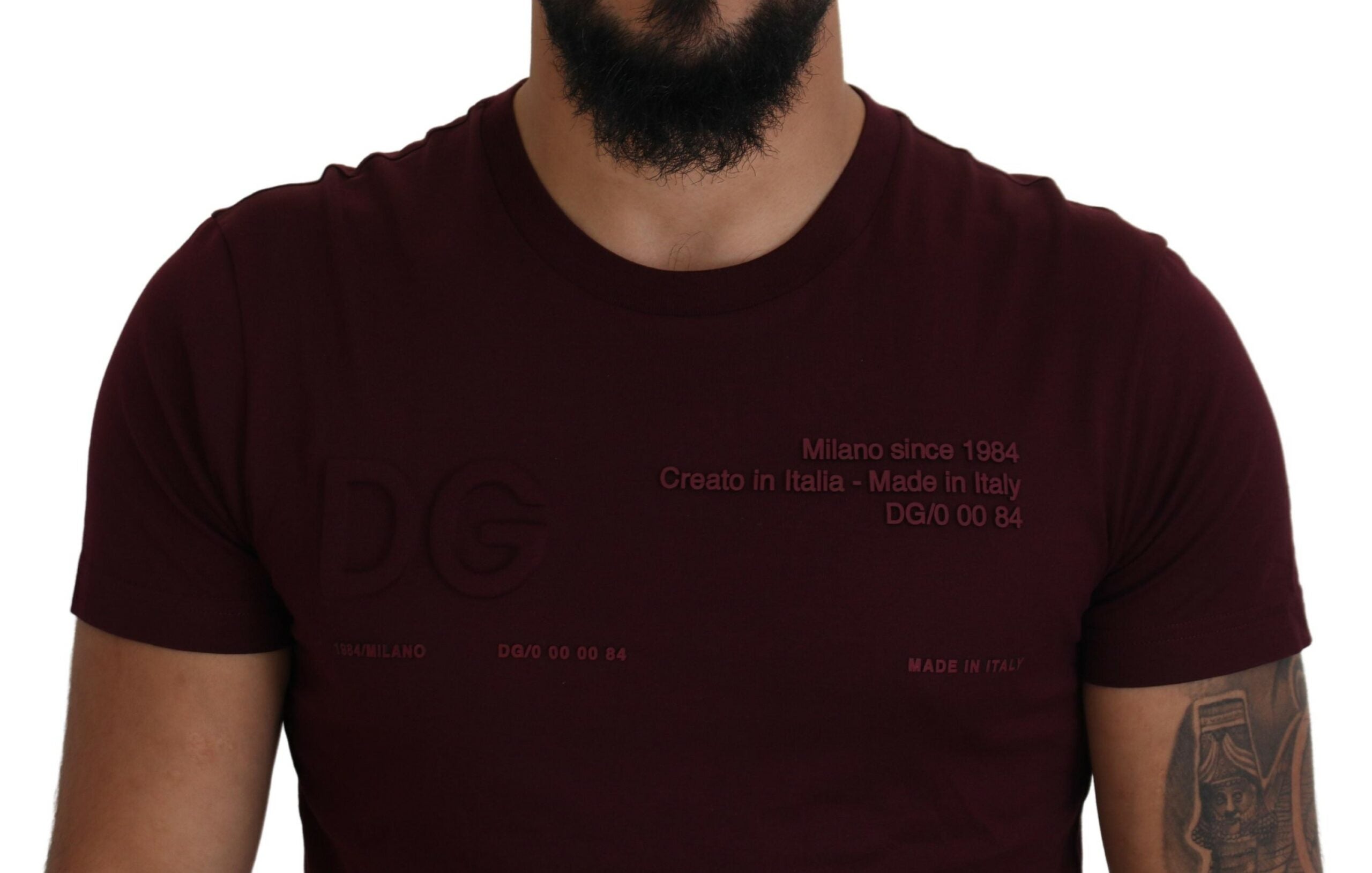 Maroon Printed Short Sleeves Men T-shirt - ventzia