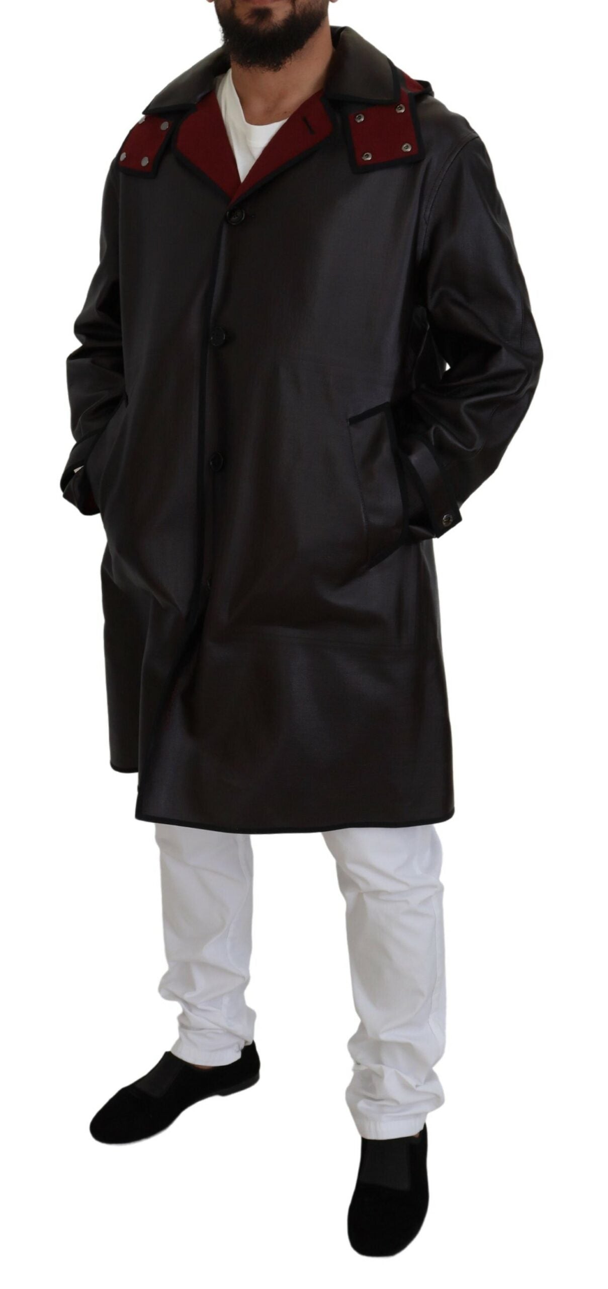 Black Trench Hooded Parka Cotton Jacket - ventzia