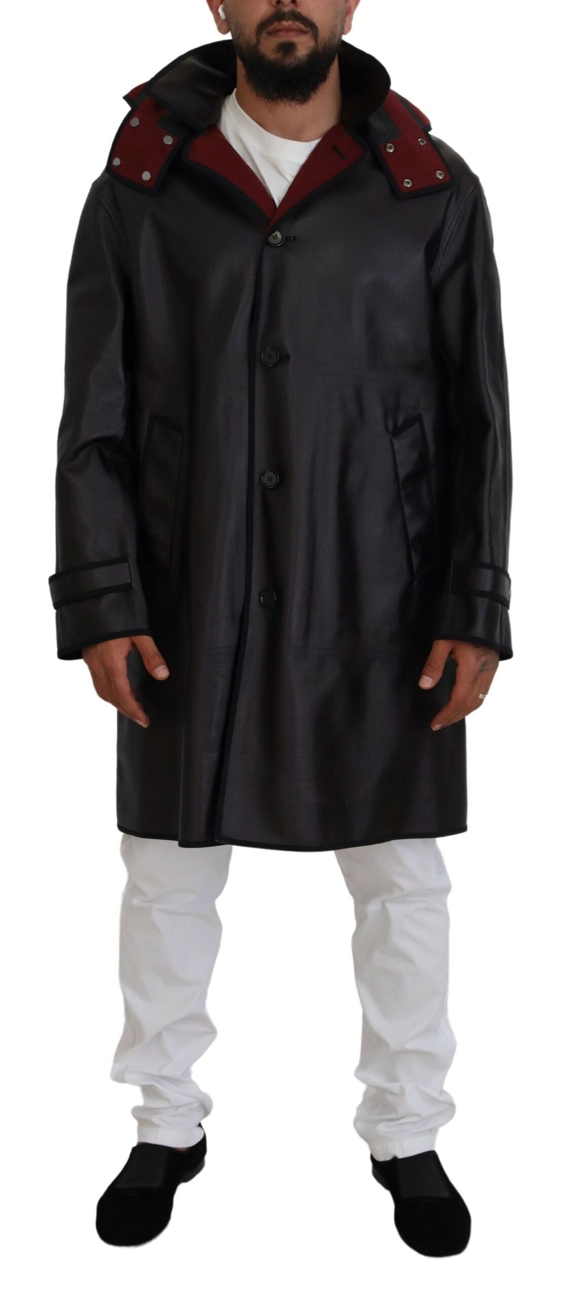 Black Trench Hooded Parka Cotton Jacket - ventzia