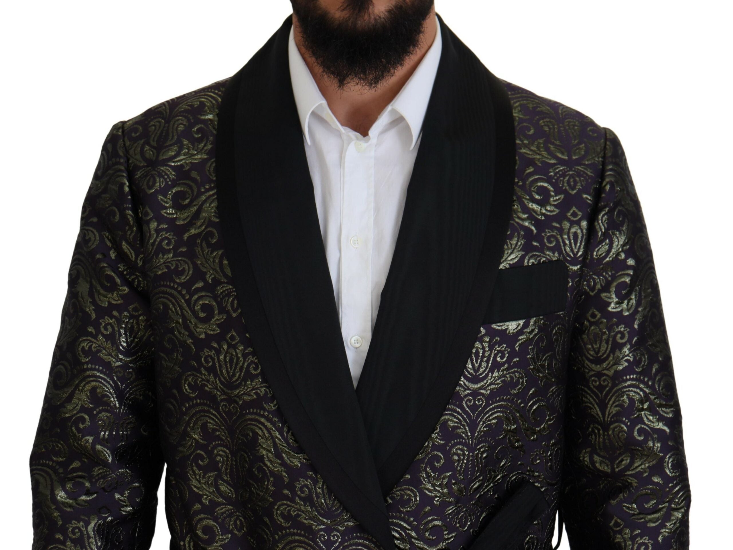 Gold Purple Baroque Jacket Blazer Robe - ventzia