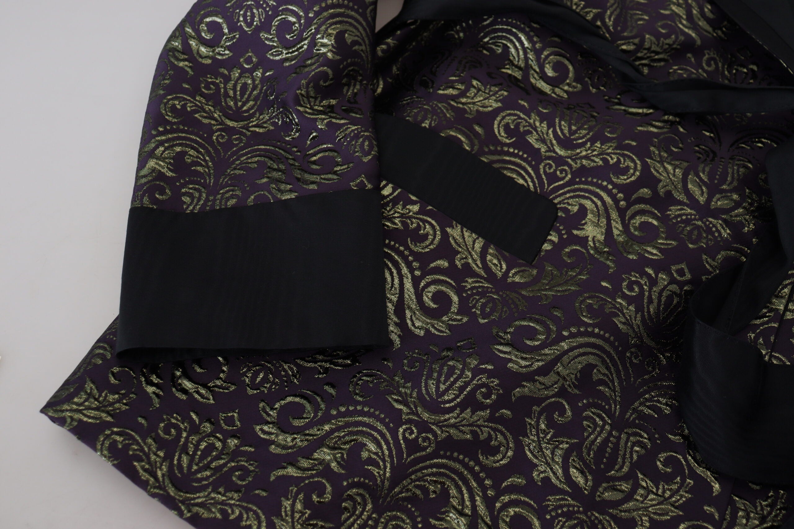 Gold Purple Baroque Jacket Blazer Robe - ventzia