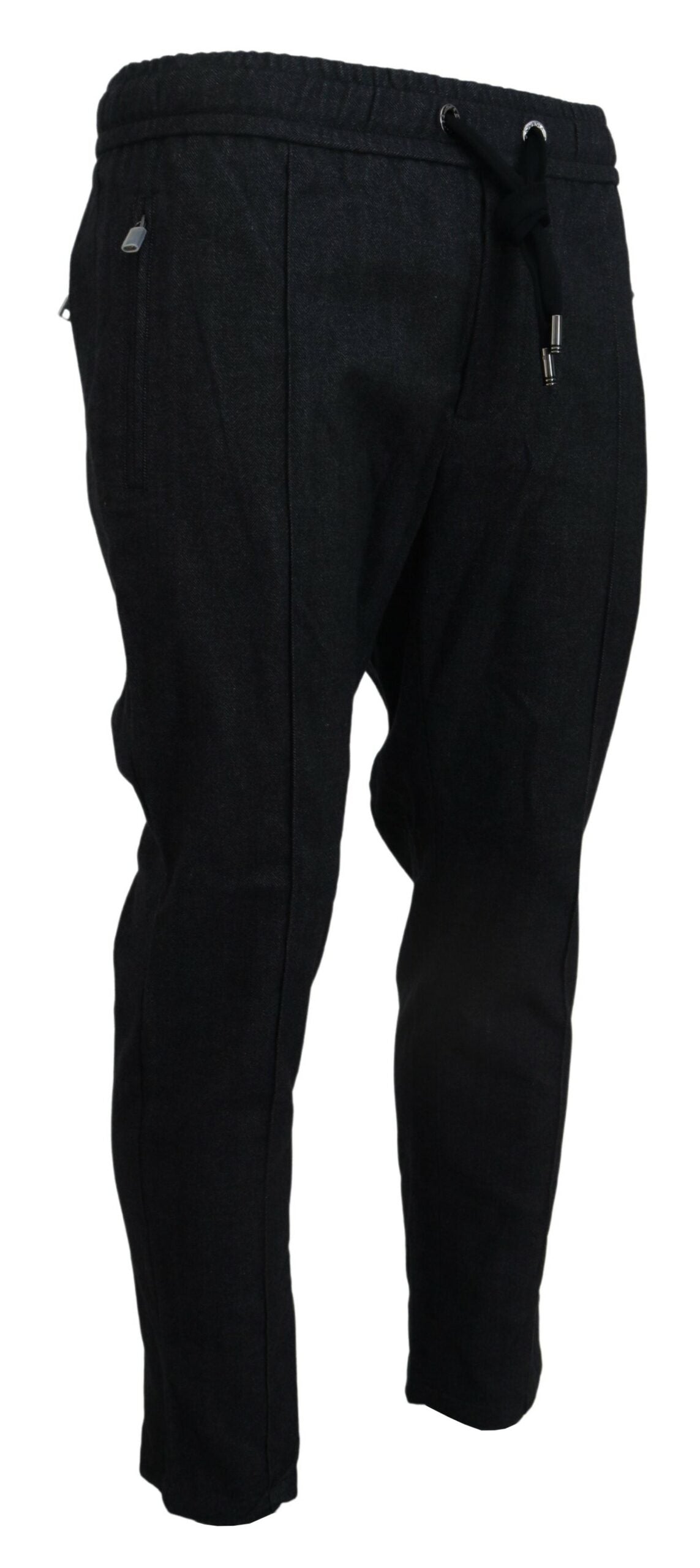 Grey Cotton Tapered Cotton Pants - ventzia
