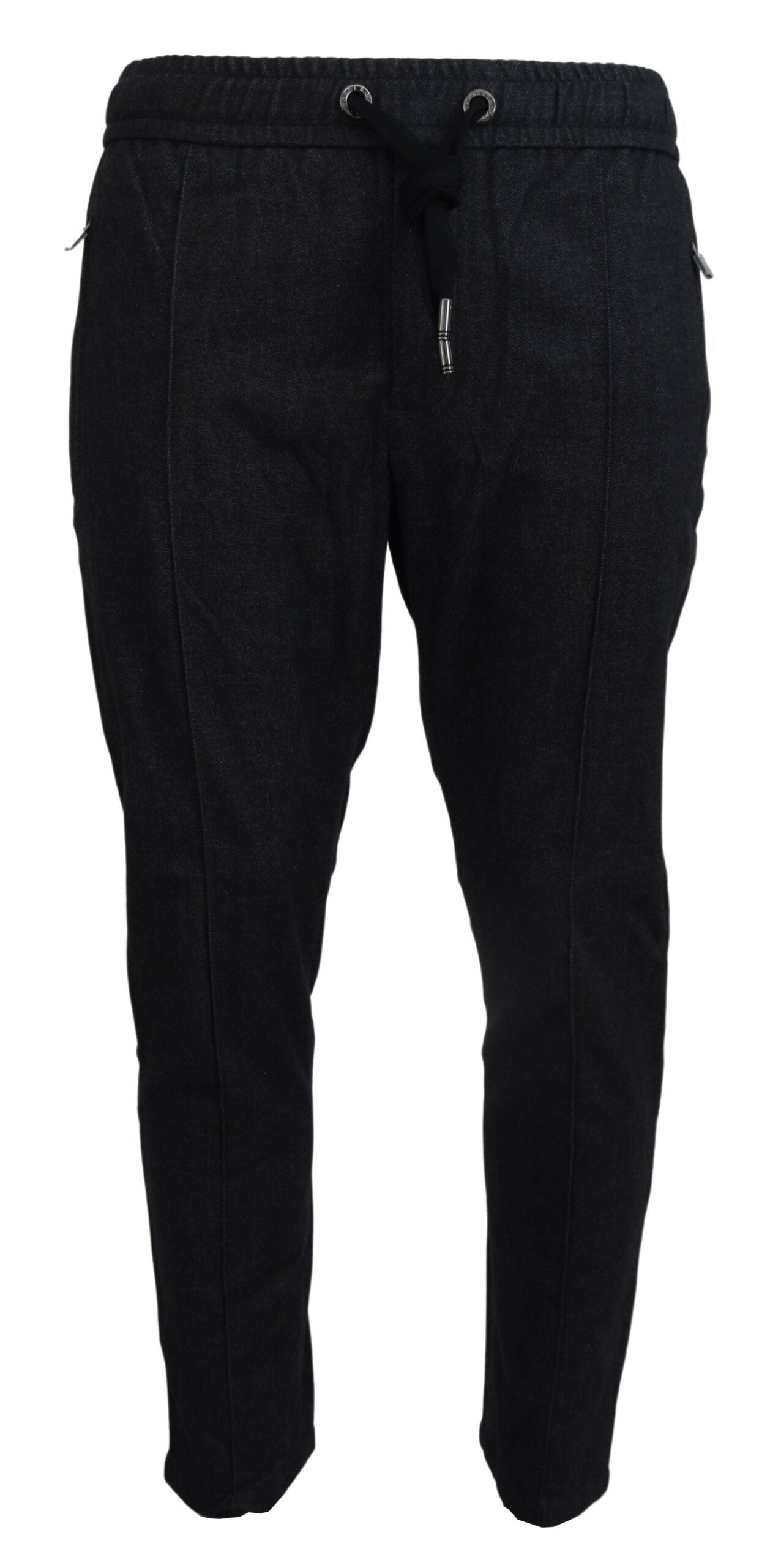 Grey Cotton Tapered Cotton Pants - ventzia