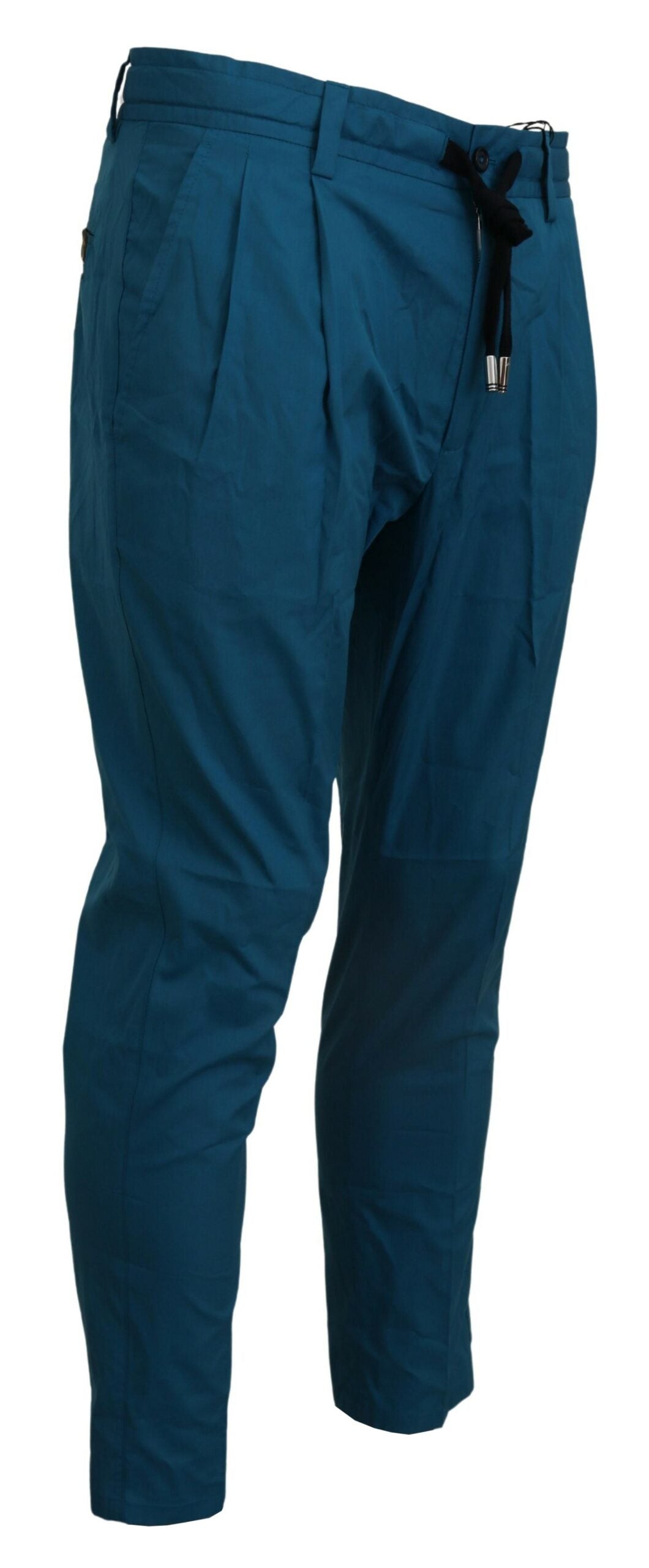 Blue Cotton Chinos Trousers Pants - ventzia