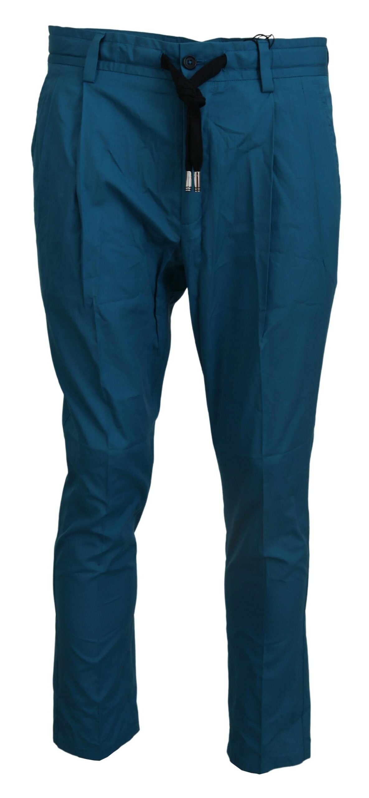Blue Cotton Chinos Trousers Pants - ventzia