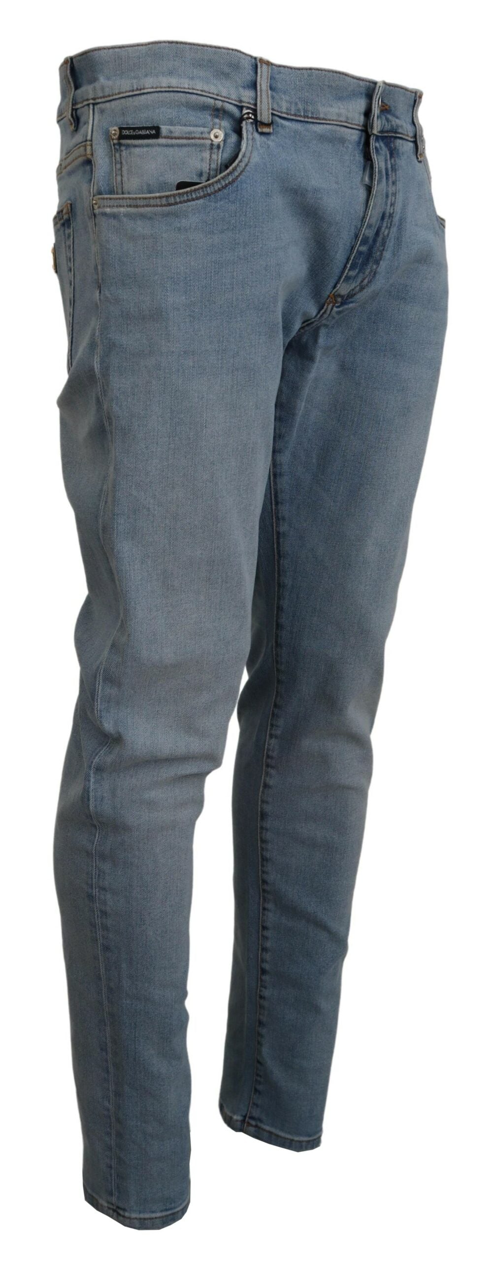 Blue Wash Slim Fit Cotton Denim Jeans - ventzia