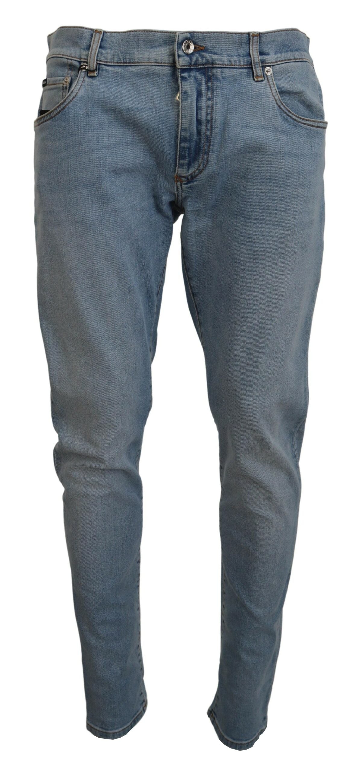 Blue Wash Slim Fit Cotton Denim Jeans - ventzia