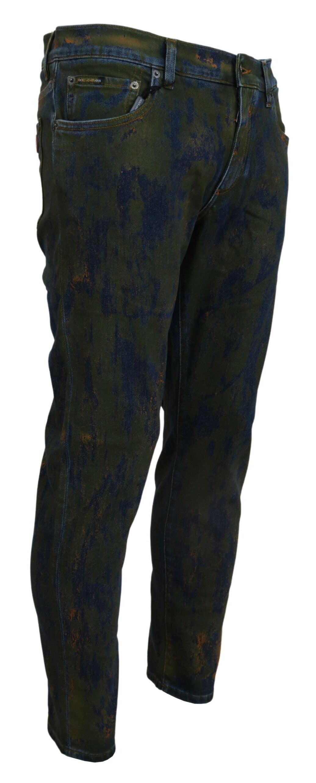Blue Green Skinny Cotton Denim Jeans - ventzia