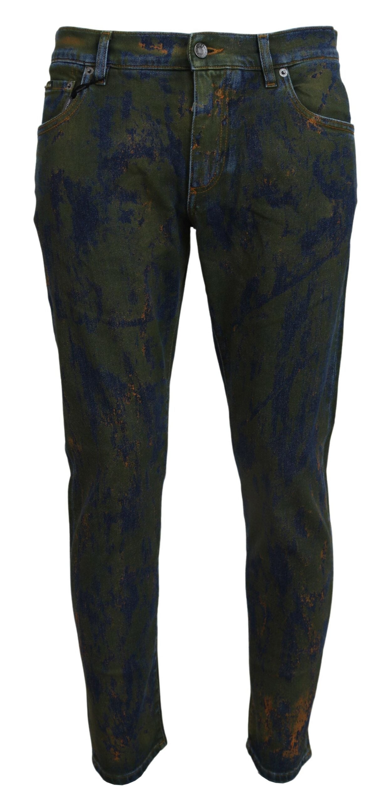 Blue Green Skinny Cotton Denim Jeans - ventzia