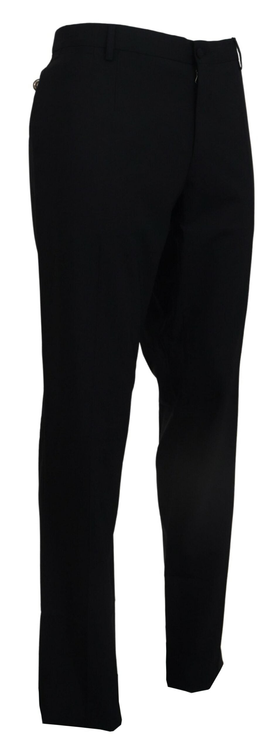 Black Wool Stretch Dress Formal Slim Fit Pant - ventzia