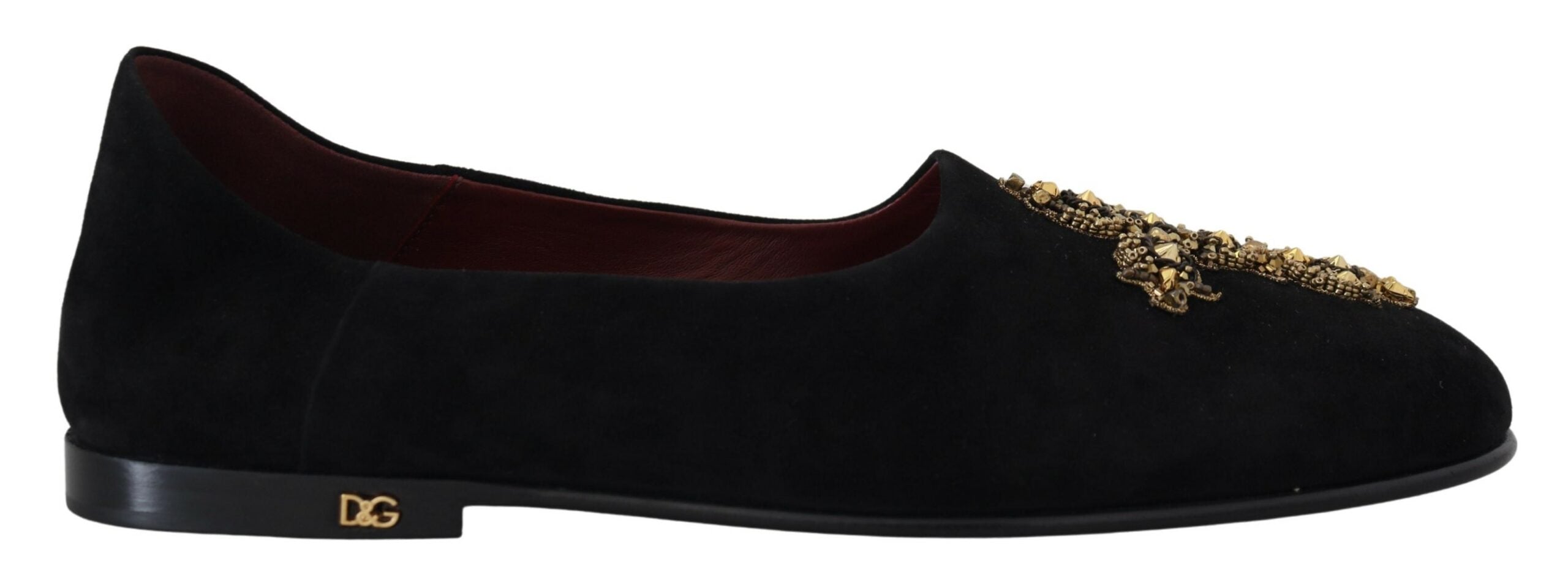 Black Suede Gold Cross Slip On Loafers Shoes - ventzia