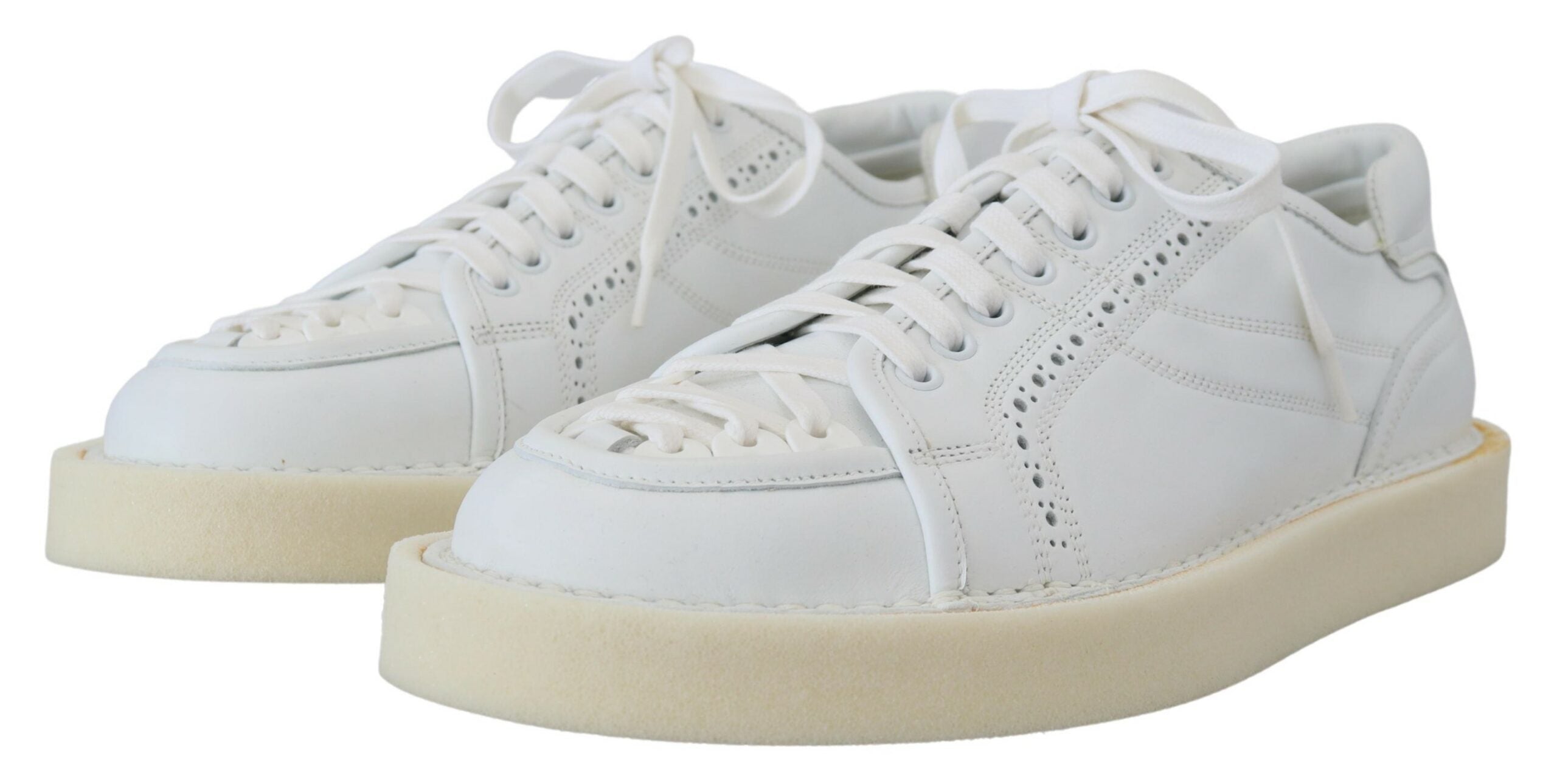 White Leather Low Top Oxford Sneakers Casual Shoes - ventzia