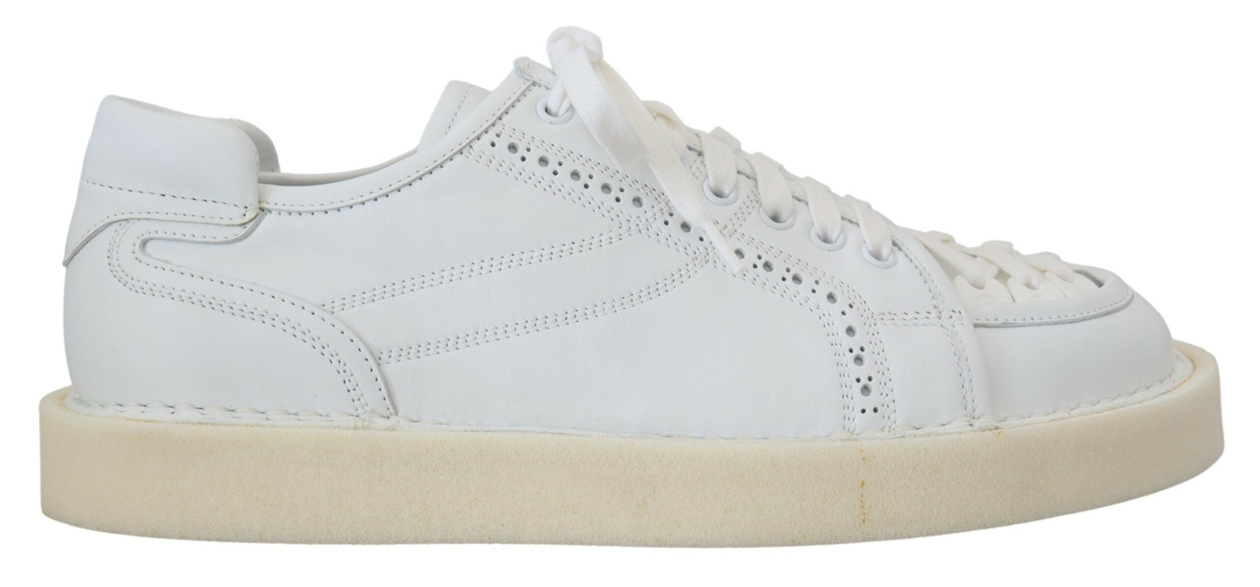 White Leather Low Top Oxford Sneakers Casual Shoes - ventzia