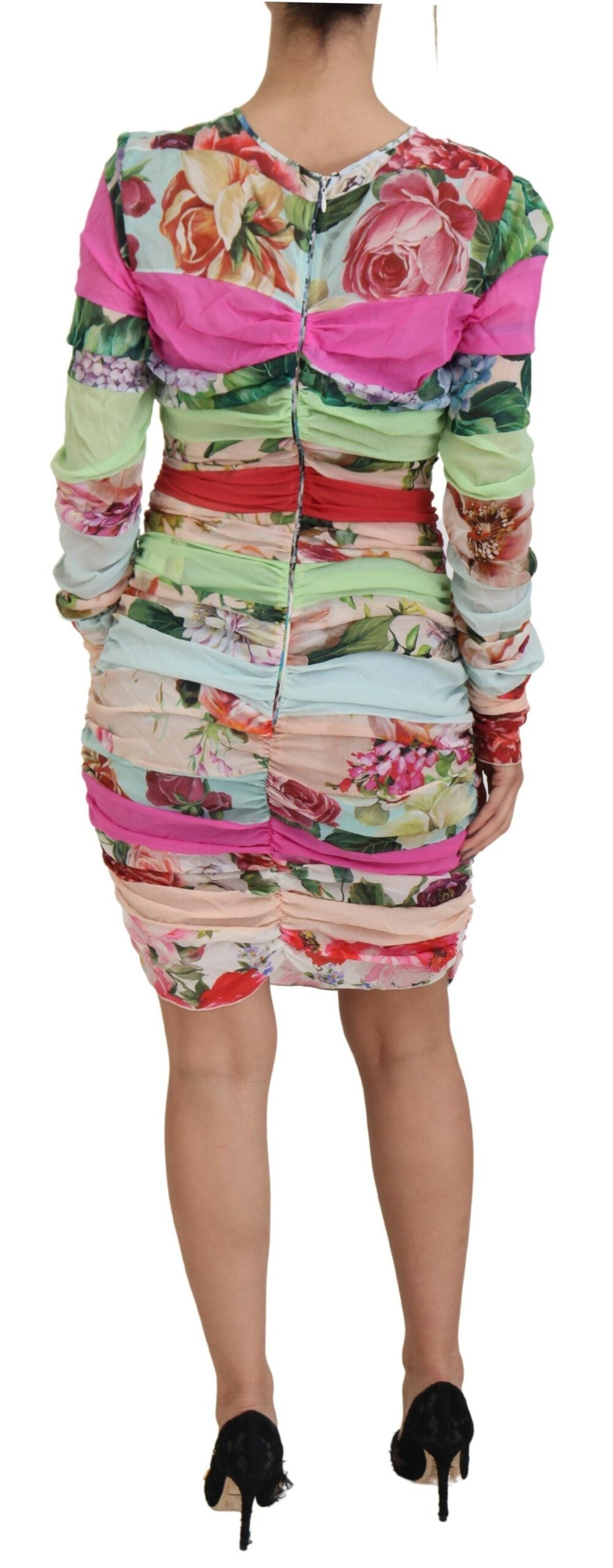 Multicolor Silk Floral Bodycon Sheath Dress - ventzia