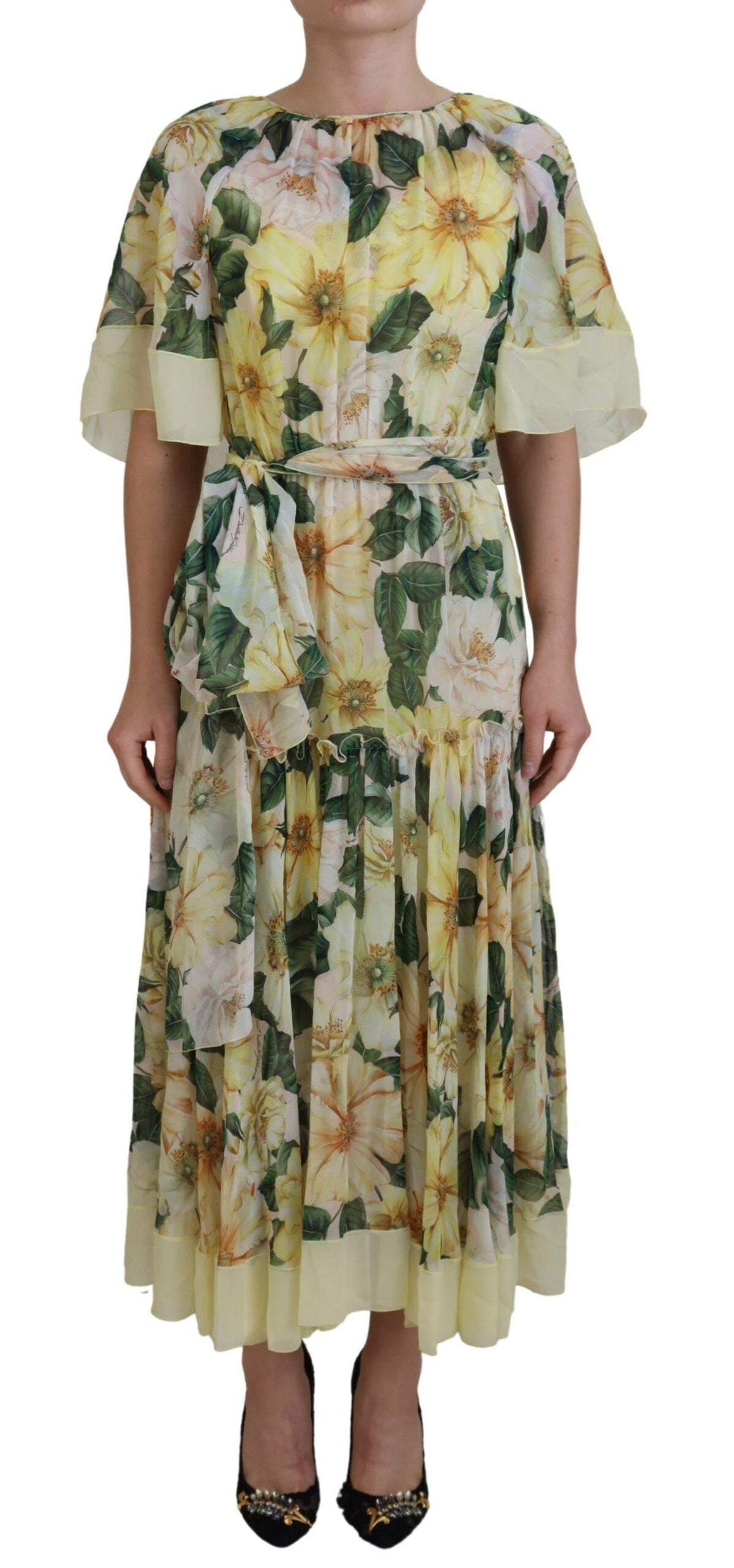 Multicolor Silk Floral Print Long Maxi Dress - ventzia