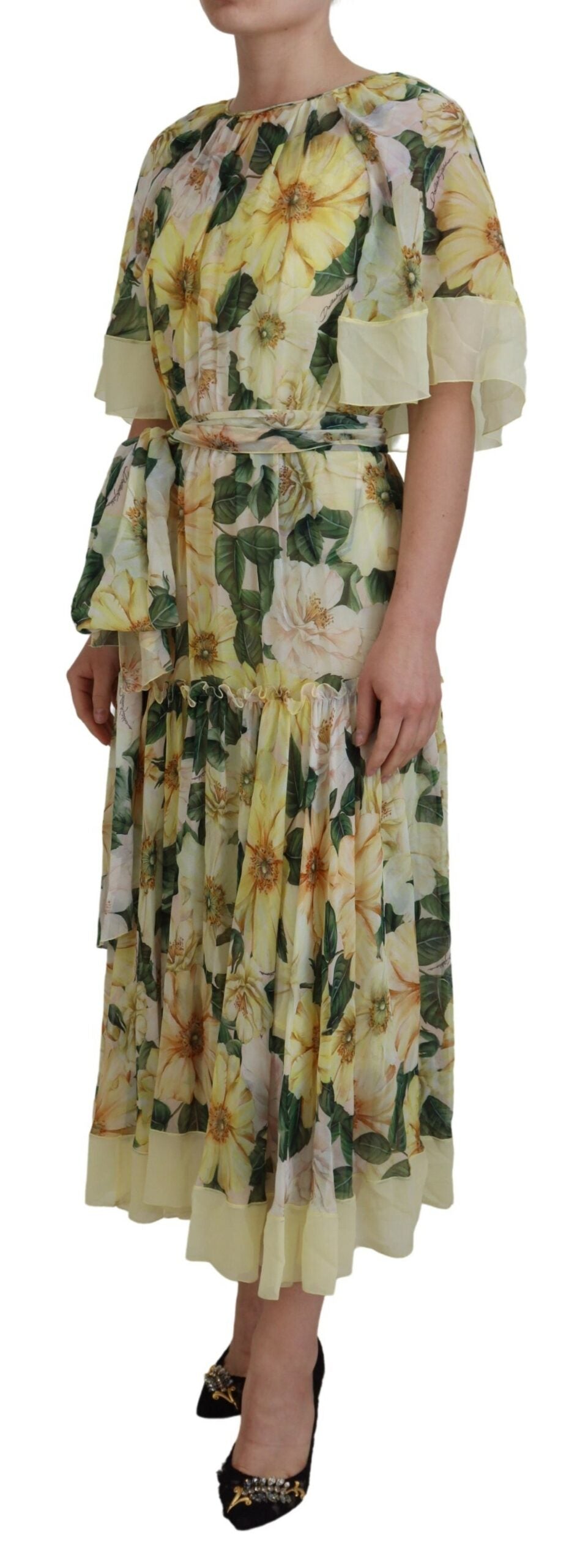 Multicolor Silk Floral Print Long Maxi Dress - ventzia