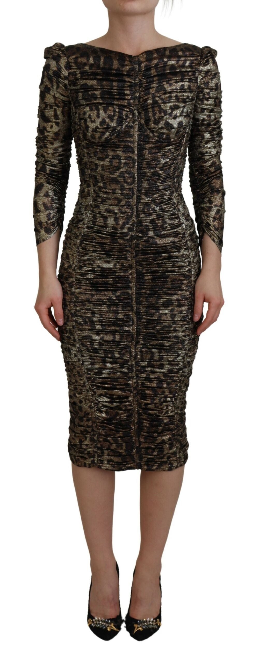 Multicolor Leopard Bodycon Sheath Midi Dress - ventzia