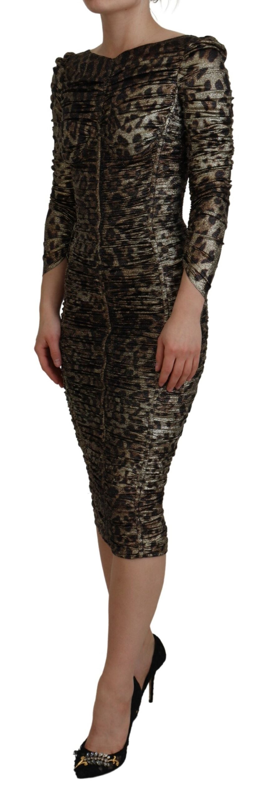 Multicolor Leopard Bodycon Sheath Midi Dress - ventzia