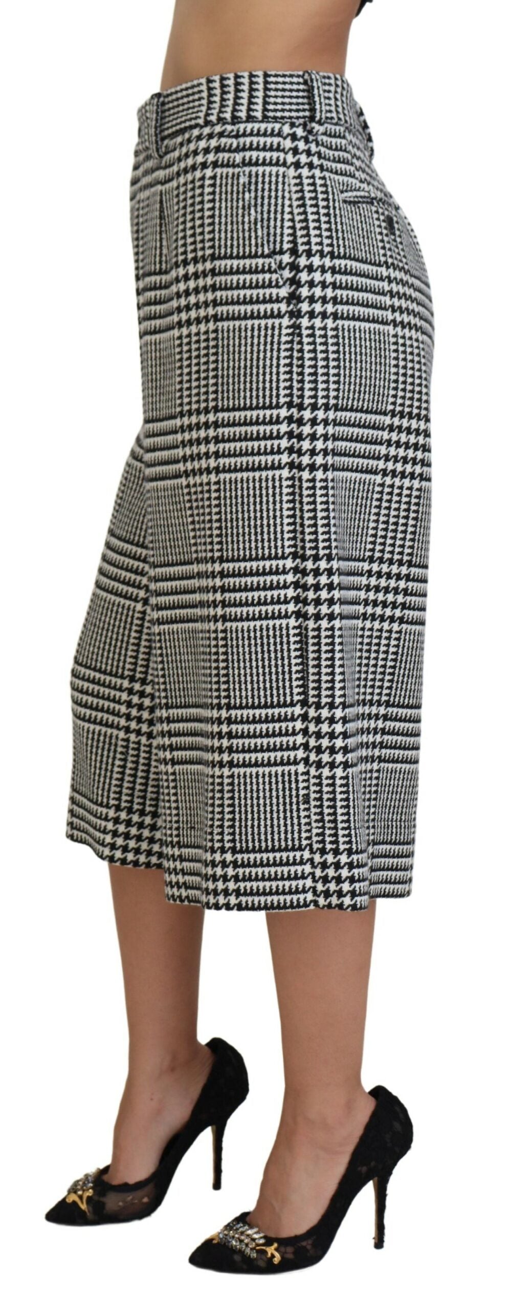 Gray Plaid High Waist Wide Leg Alpaca Pants - ventzia
