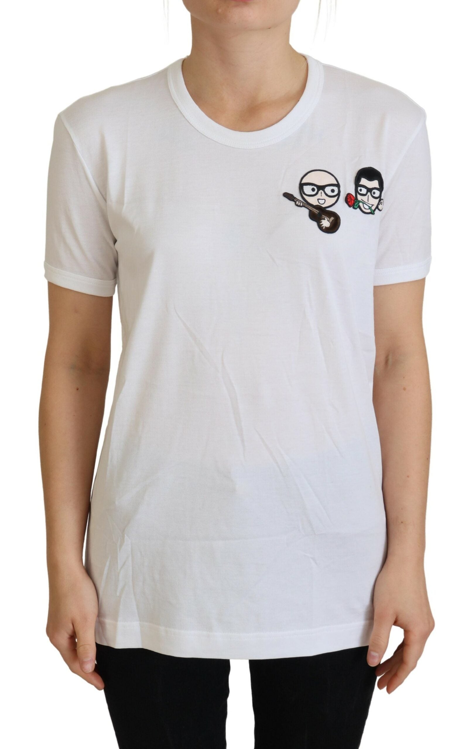 White #dgfamily Crewneck Cotton T-shirt - ventzia