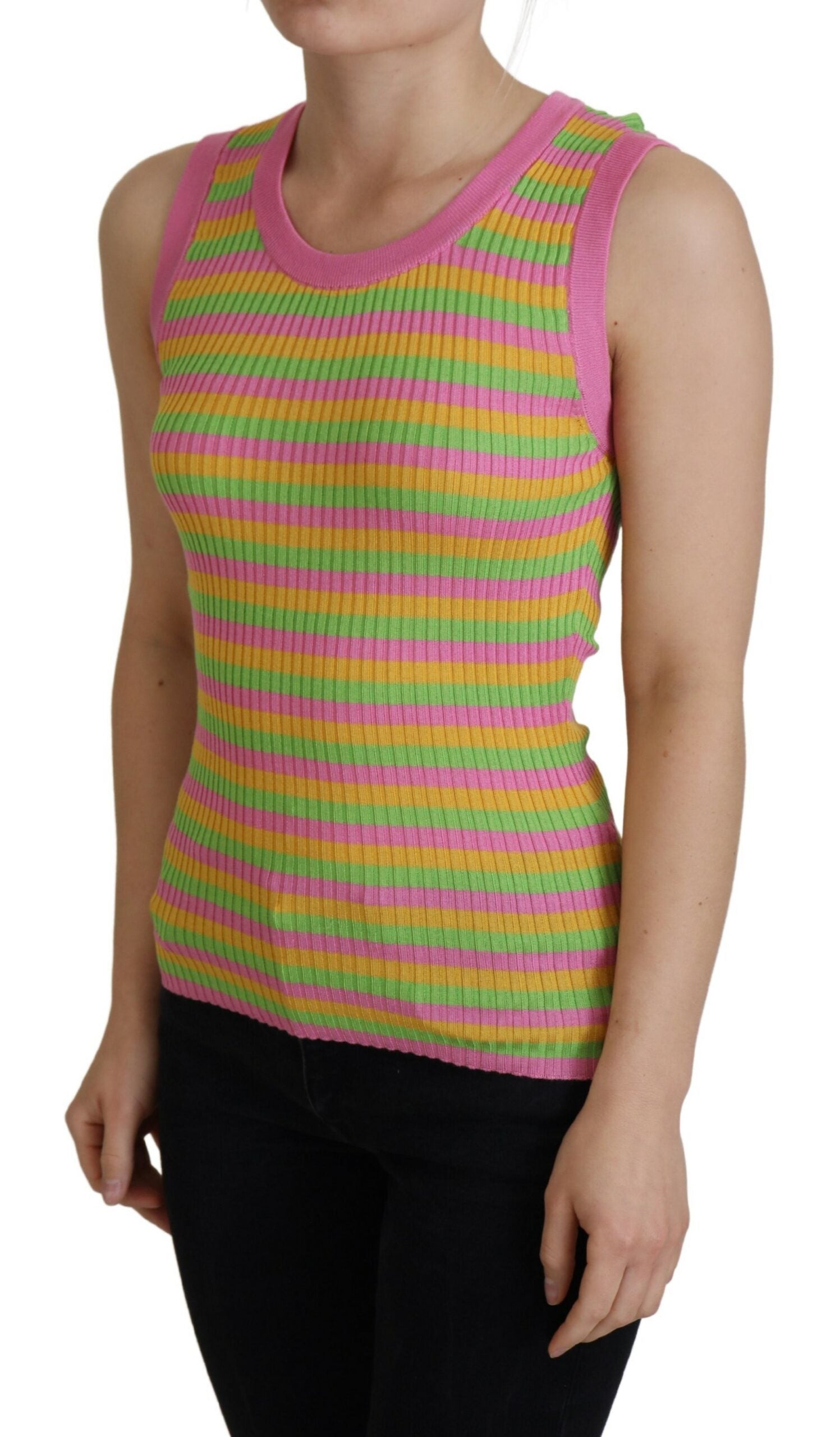 Multicolor Silk Vest Pullover Tank Top - ventzia