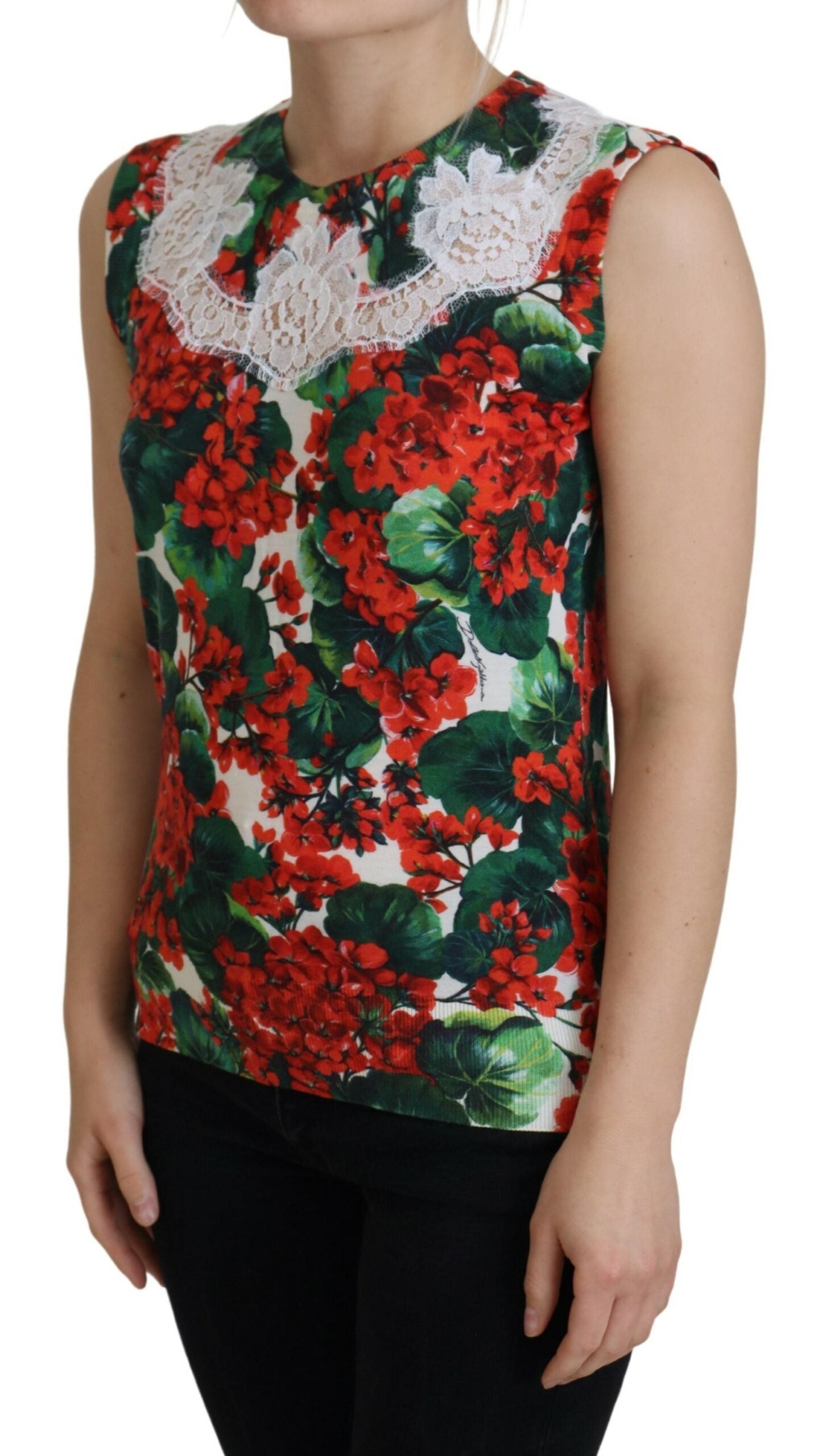 White Floral Wool Lace Vest Tank Top - ventzia