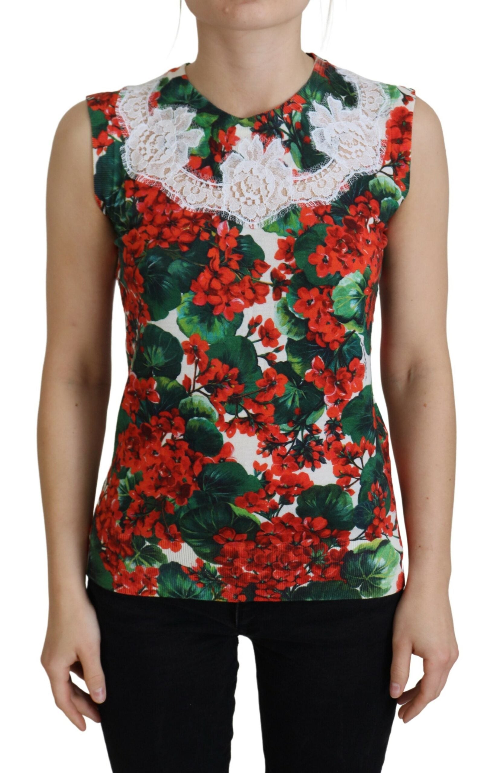 White Floral Wool Lace Vest Tank Top - ventzia