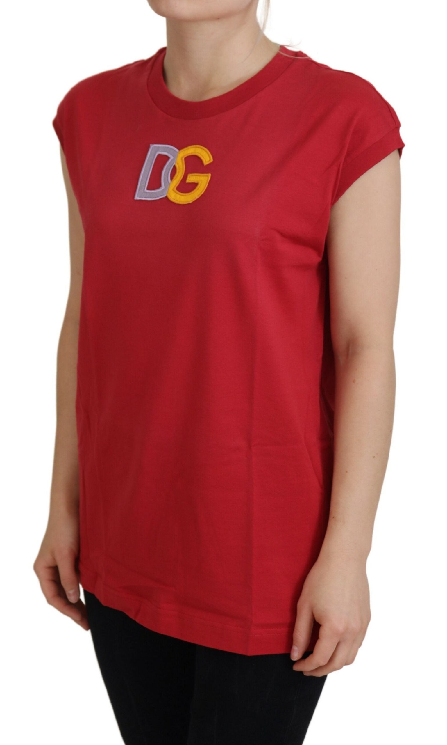 Red Cotton DG Logo Tank Top T-shirt - ventzia