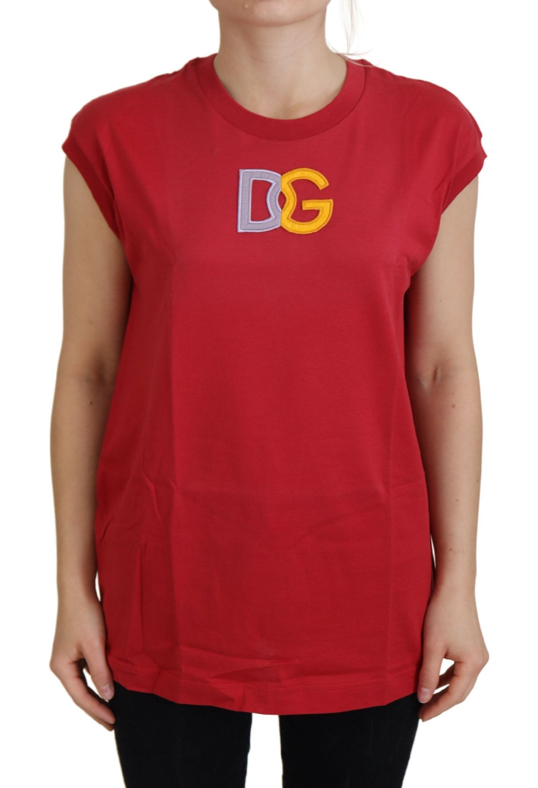 Red Cotton DG Logo Tank Top T-shirt - ventzia