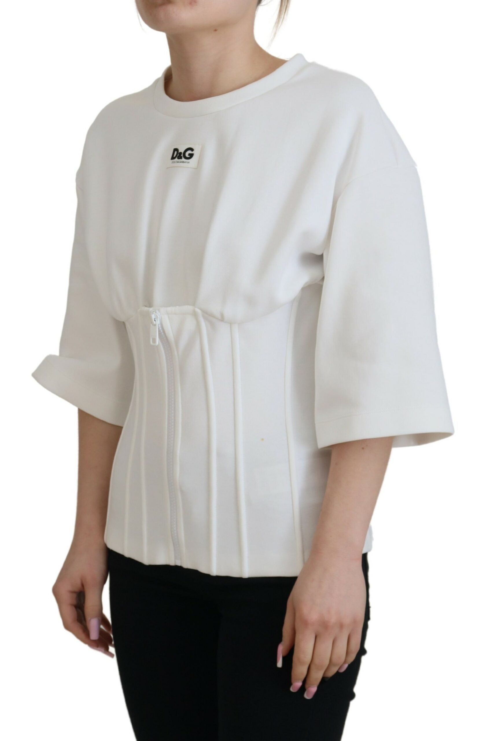 White Corset Stretch Cotton Top T-shirt - ventzia