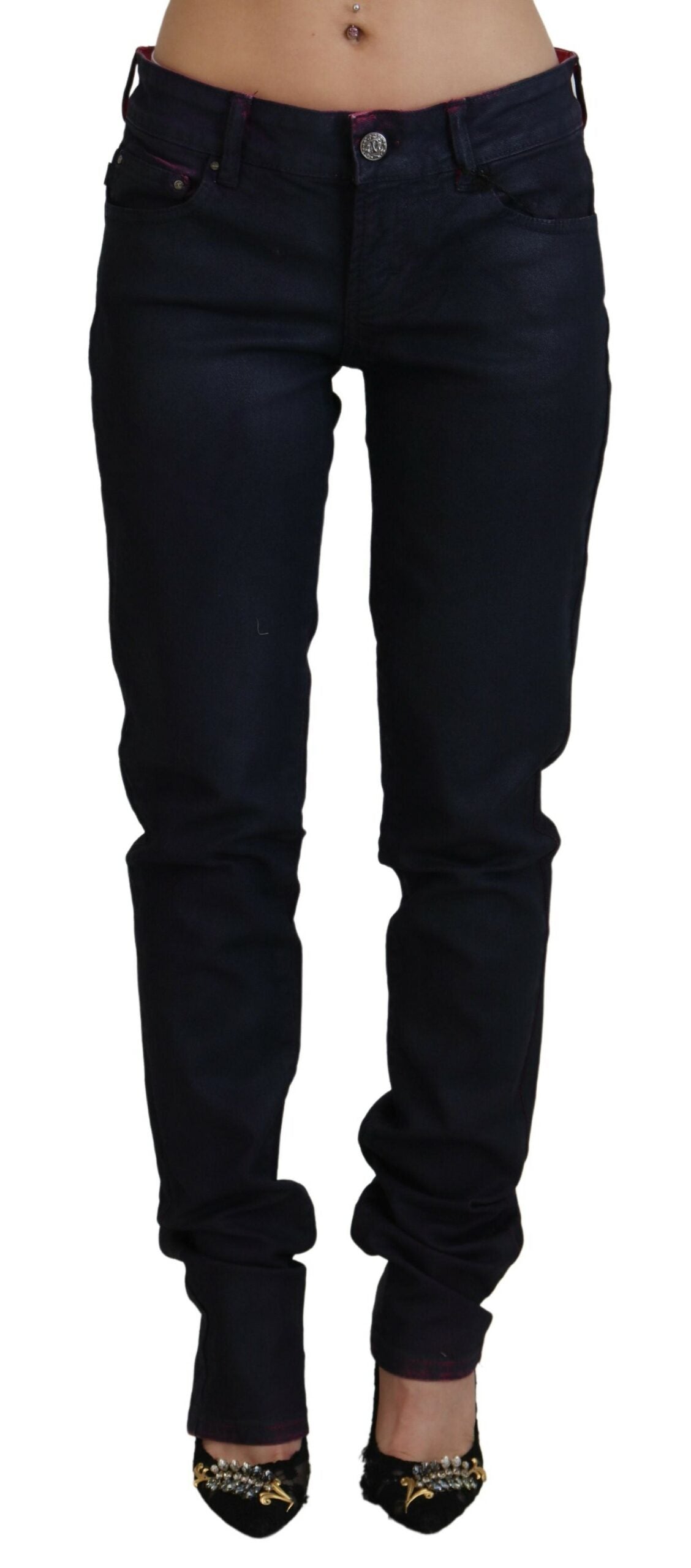 Black Low Waist Slim Fit Women Casual Denim Jeans - ventzia