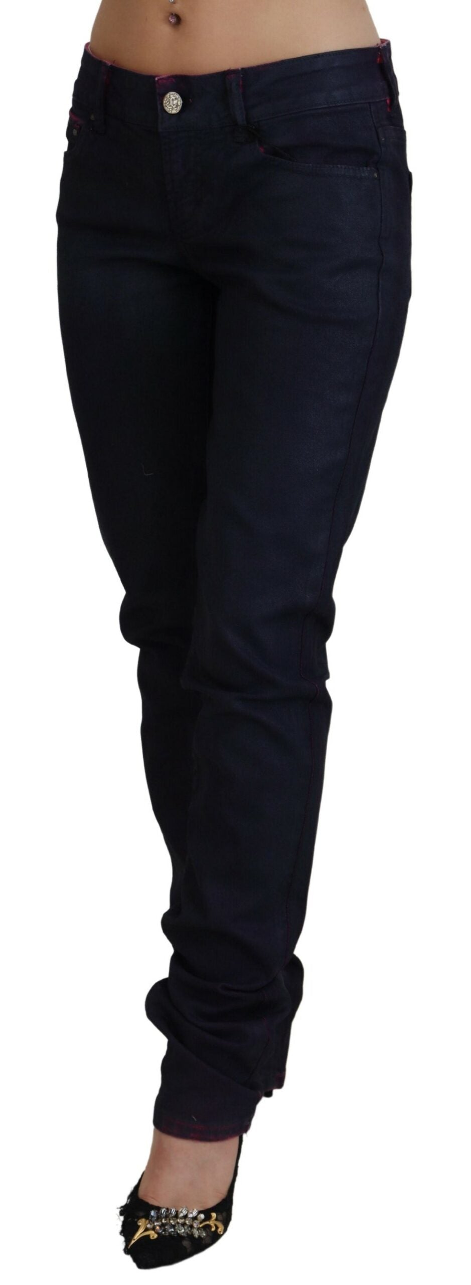 Black Low Waist Slim Fit Women Casual Denim Jeans - ventzia