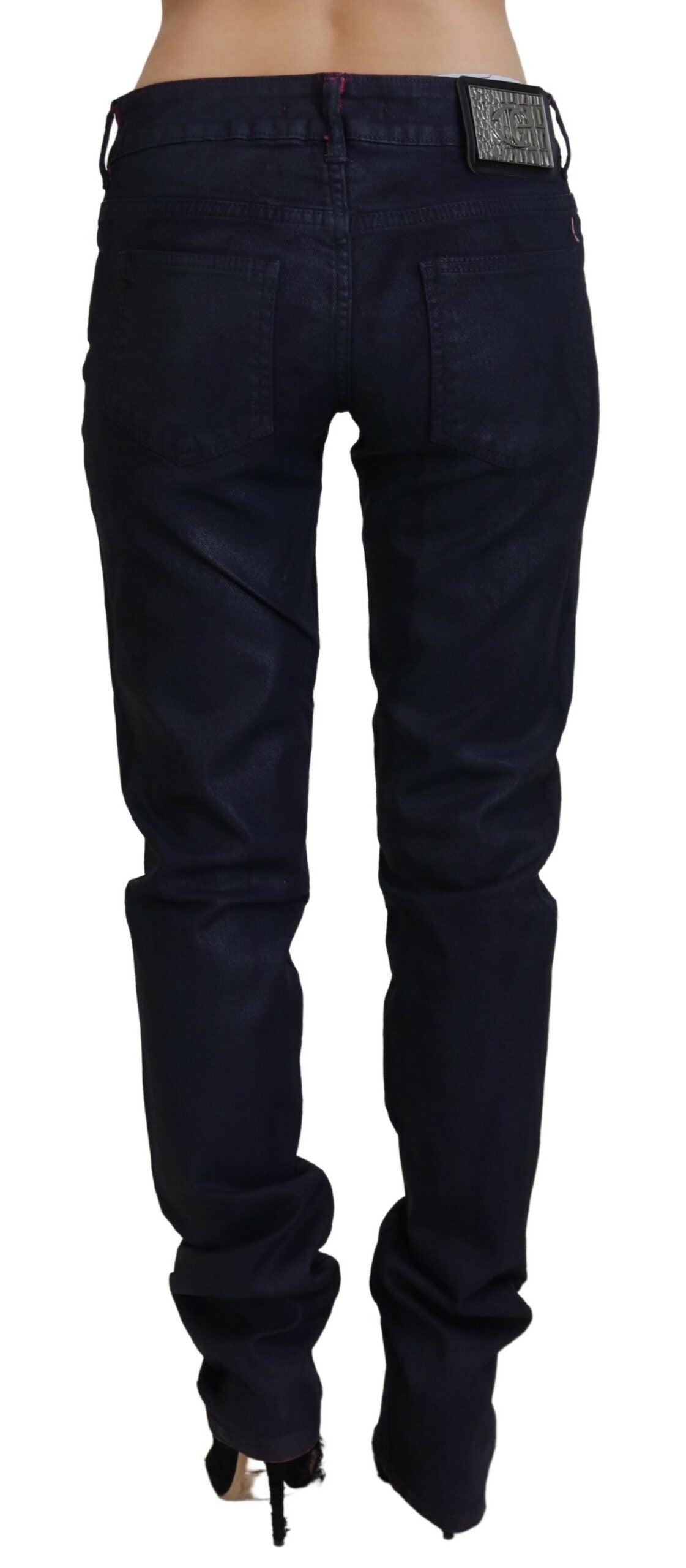 Black Low Waist Slim Fit Women Casual Denim Jeans - ventzia