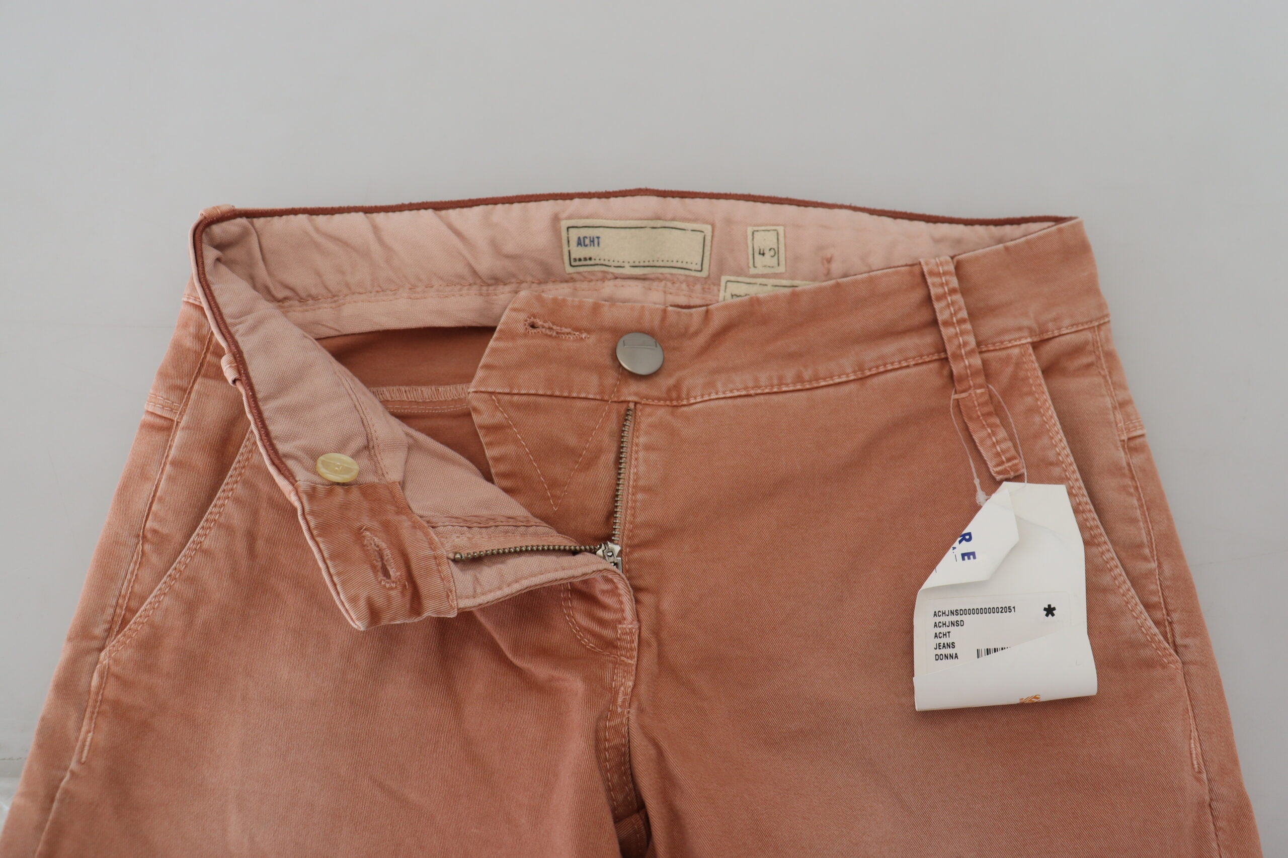 Pink Mid Waist Slim Fit Women Casual Pants - ventzia