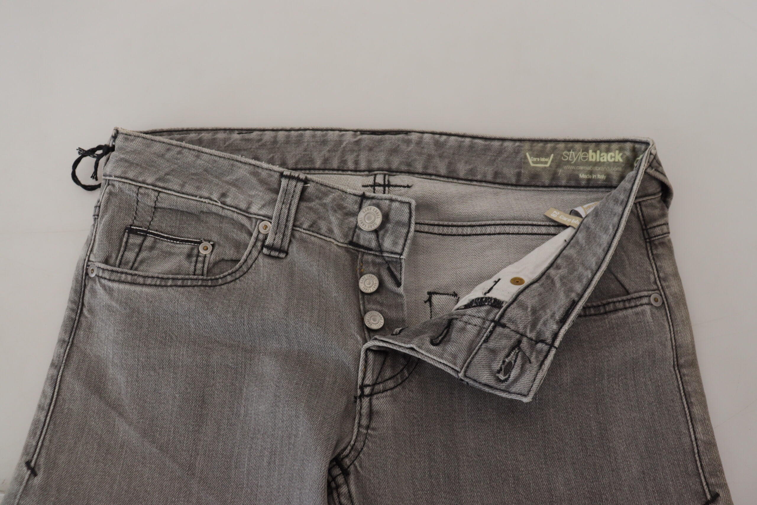 Gray Washed Cotton Skinny Women Casual Denim Jeans - ventzia