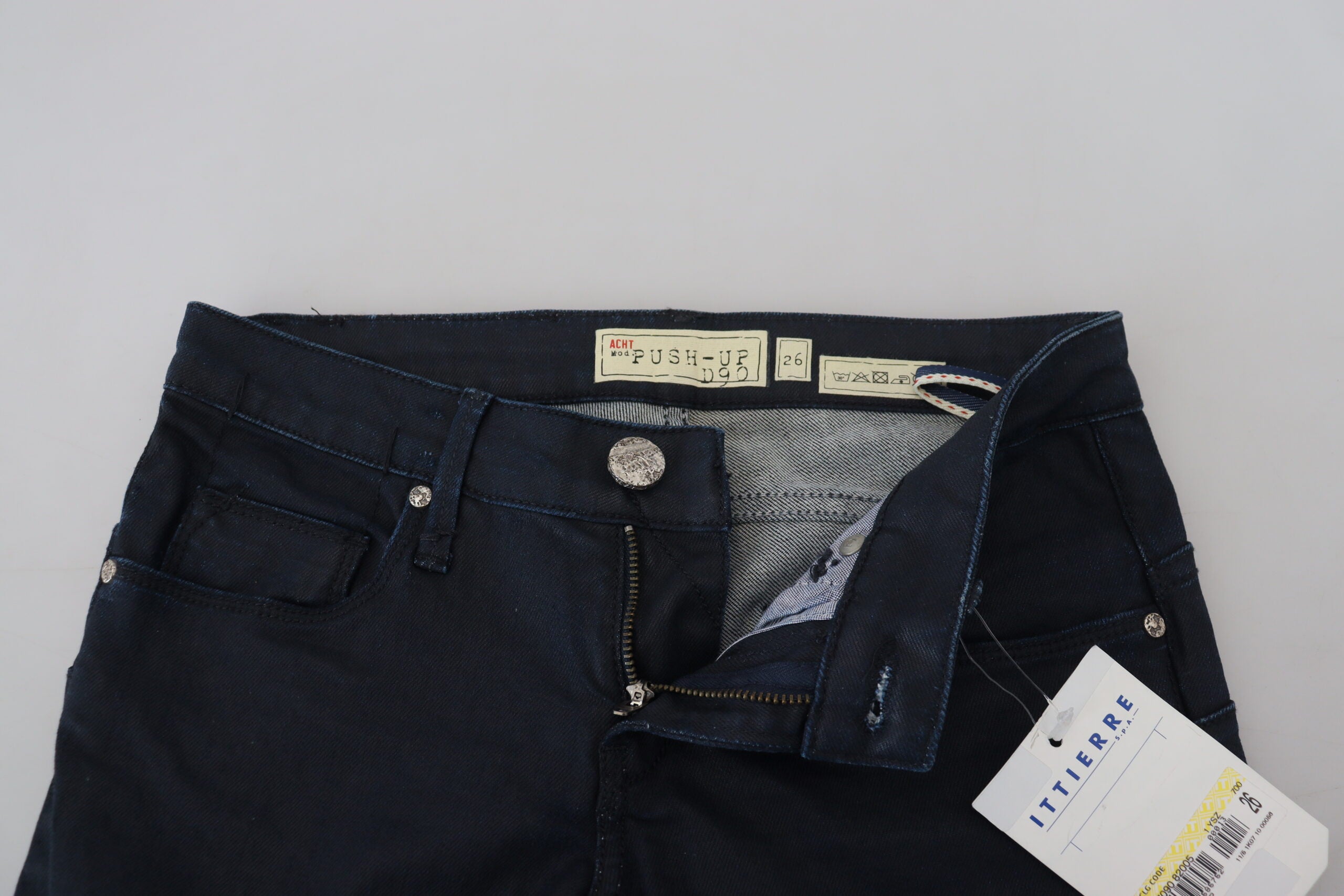 Blue Cotton Skinny Low Waist Women Casual Denim Jeans - ventzia