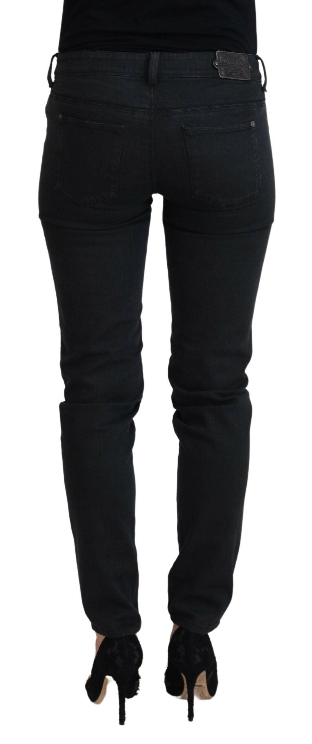 Black Cotton Slim Fit Women Denim Jeans - ventzia