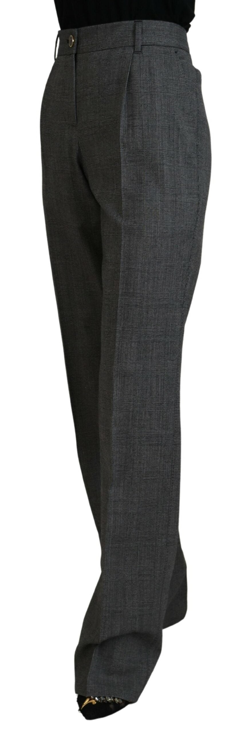 Gray High Waist Women Wool Pants - ventzia